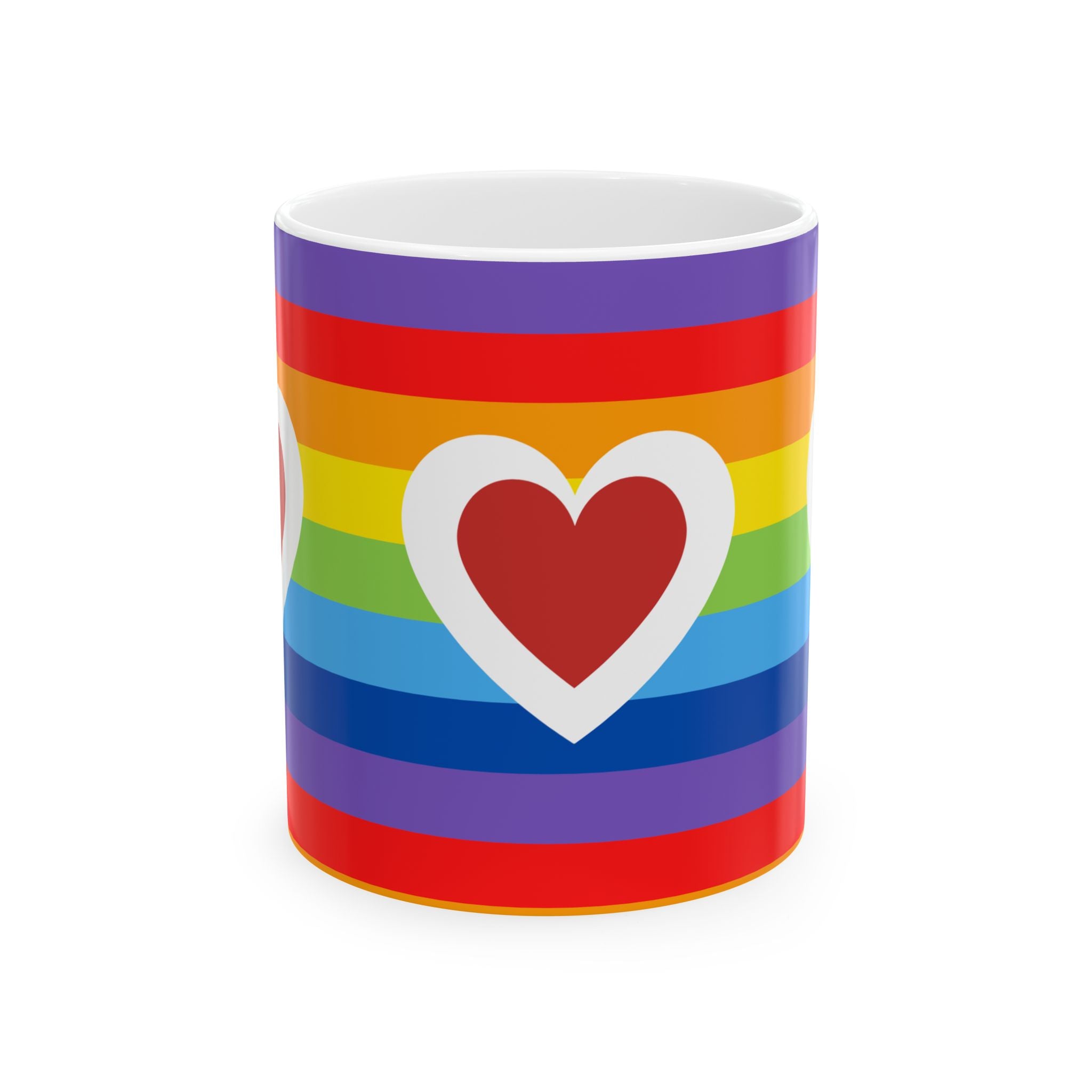 Colorful Rainbow Heart Ceramic Mug - Perfect for Pride Month, Gifts for LGBTQ+ Friends, Coffee Lovers, and Celebrations