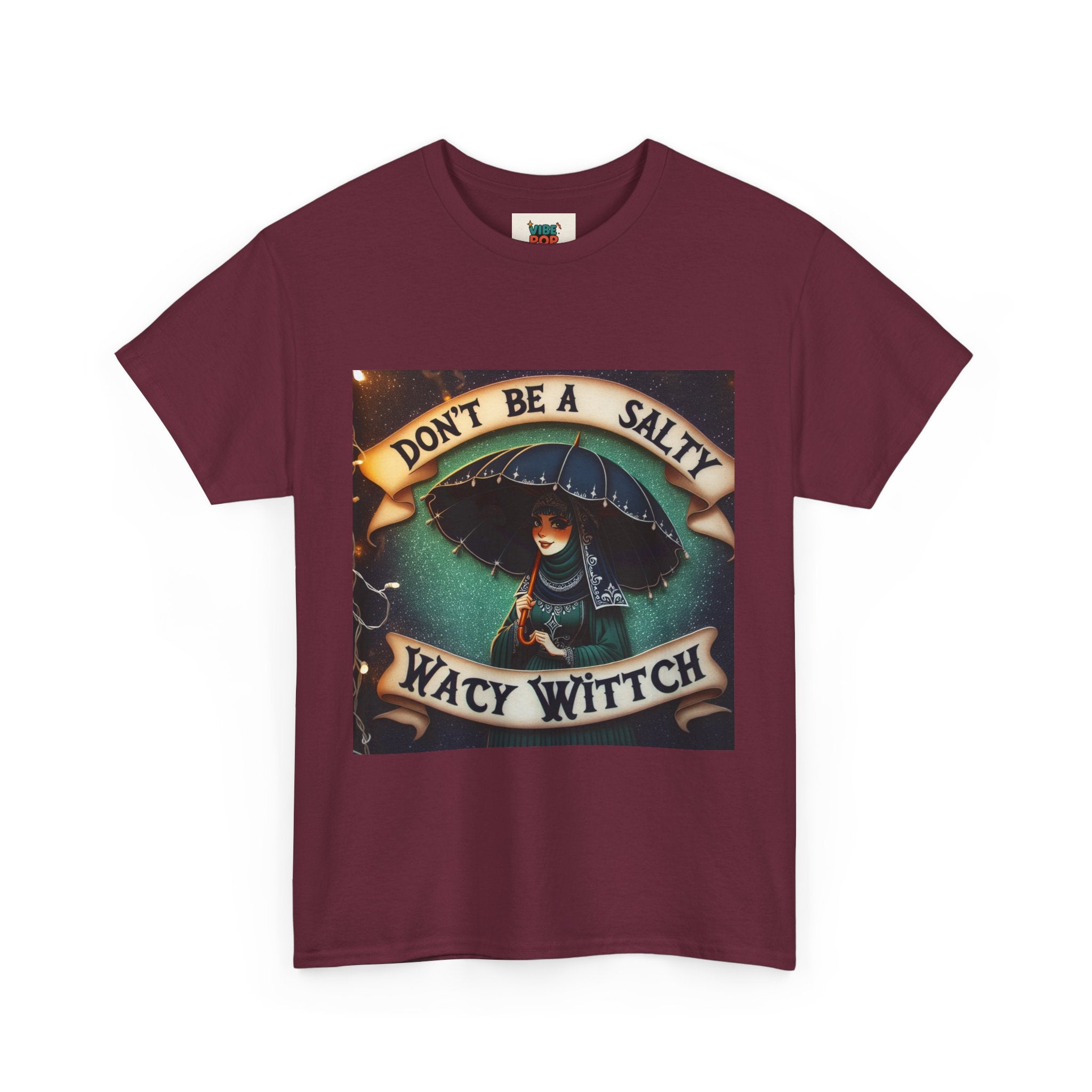 Unisex Heavy Cotton Tee: Salty Witch Graphic Tee, Perfect for Halloween, Gift for Witches, Casual Wear, Witchy Vibes, Statement Tee