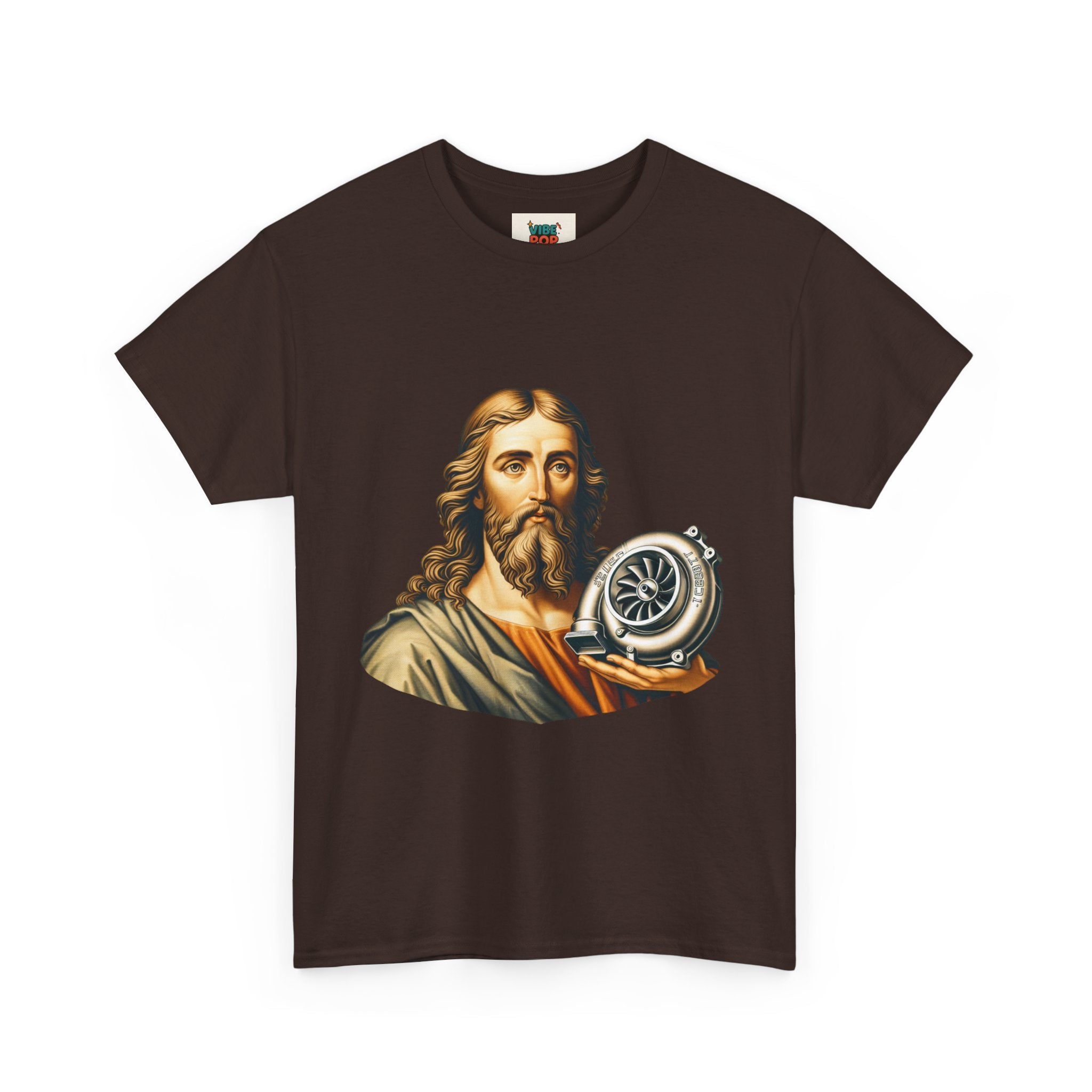 Vintage-Inspired Jesus Turbo Graphic Tee, Unisex Heavy Cotton Tee for Casual Wear, Gifts