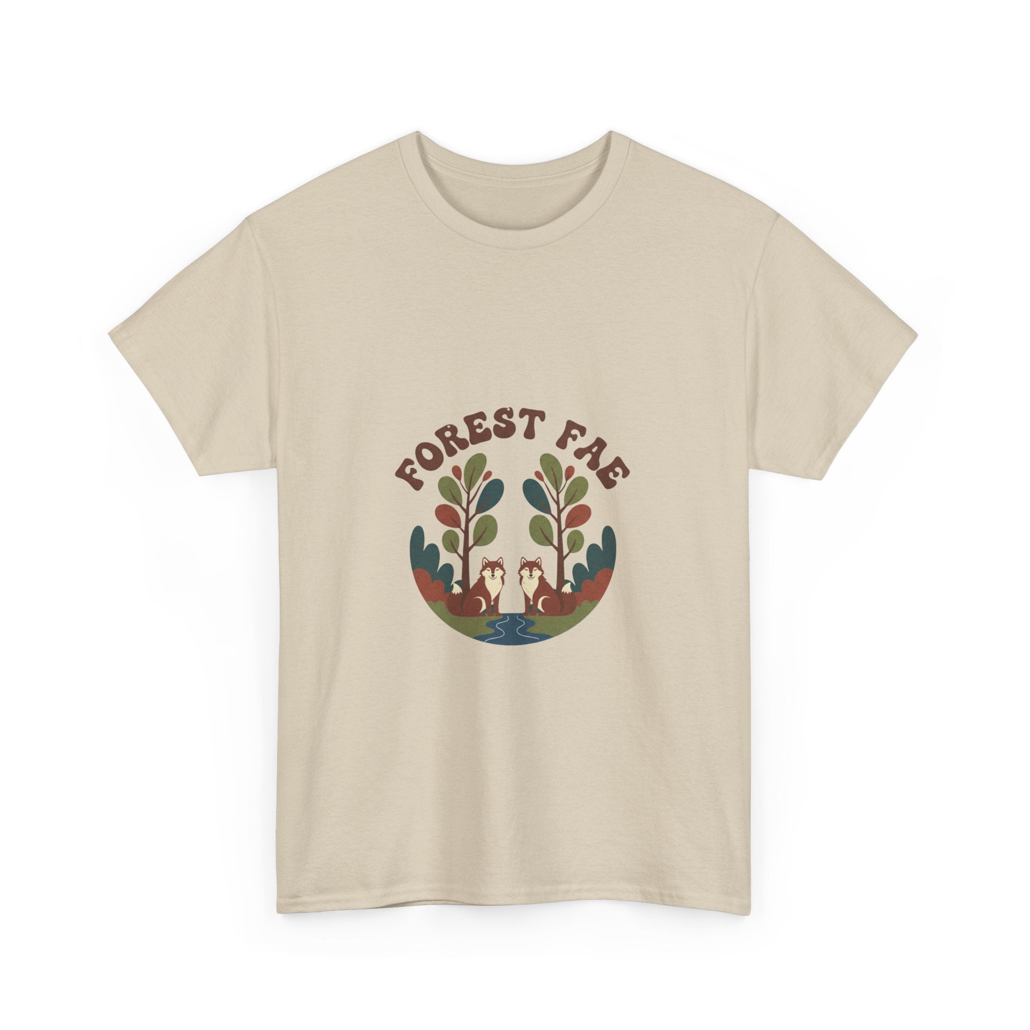 Retro Forest Fae Unisex Heavy Cotton Tee, Boho T-Shirt, Nature Lover Gift, Eco-Friendly Top, Fairy Shirt, Casual Wear