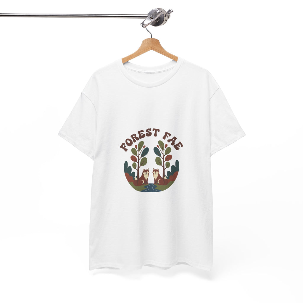 Retro Forest Fae Unisex Heavy Cotton Tee, Boho T-Shirt, Nature Lover Gift, Eco-Friendly Top, Fairy Shirt, Casual Wear