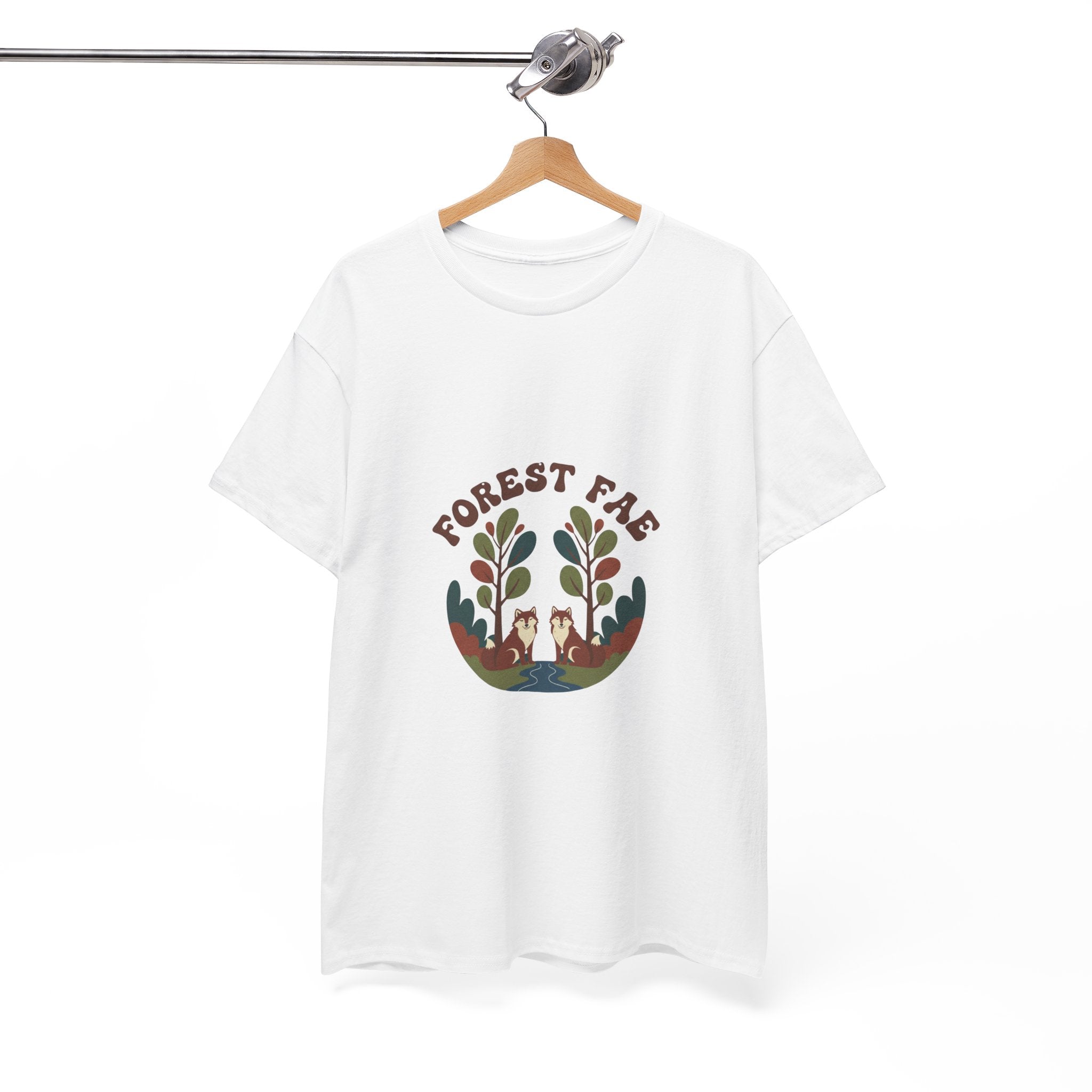 Retro Forest Fae Unisex Heavy Cotton Tee, Boho T-Shirt, Nature Lover Gift, Eco-Friendly Top, Fairy Shirt, Casual Wear