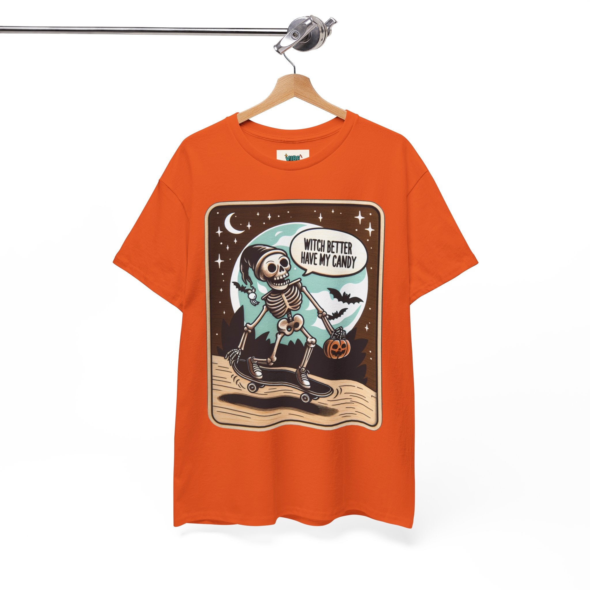 Spooky, Humor, Skeleton Skateboard Unisex Tee, Halloween T-Shirt, Graphic Tee, Casual Wear, Skull Shirt, Fun Autumn Fashion
