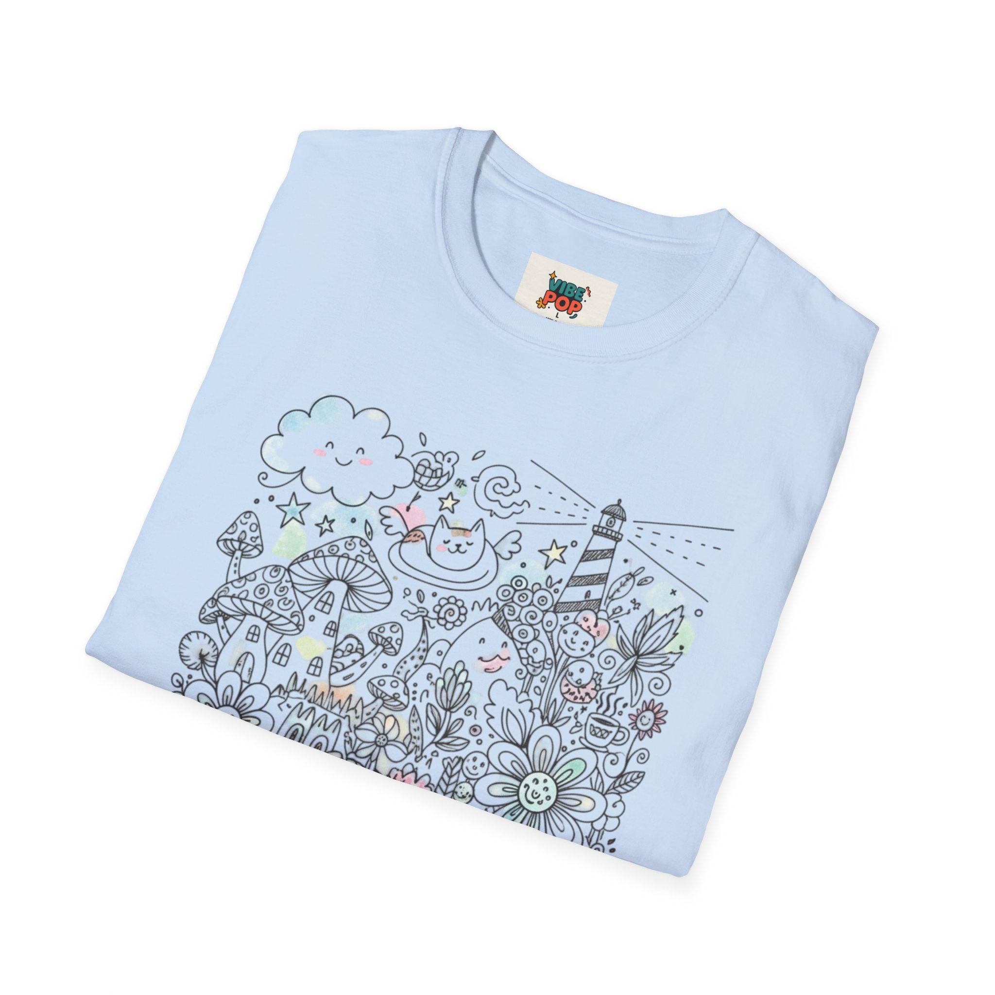 Whimsical Floral Unisex T-Shirt, Cute Graphic Tee for Nature Lovers, Ideal for Summer, Gift for Mom, Birthday Present, Unique Design, Doodle Art Work