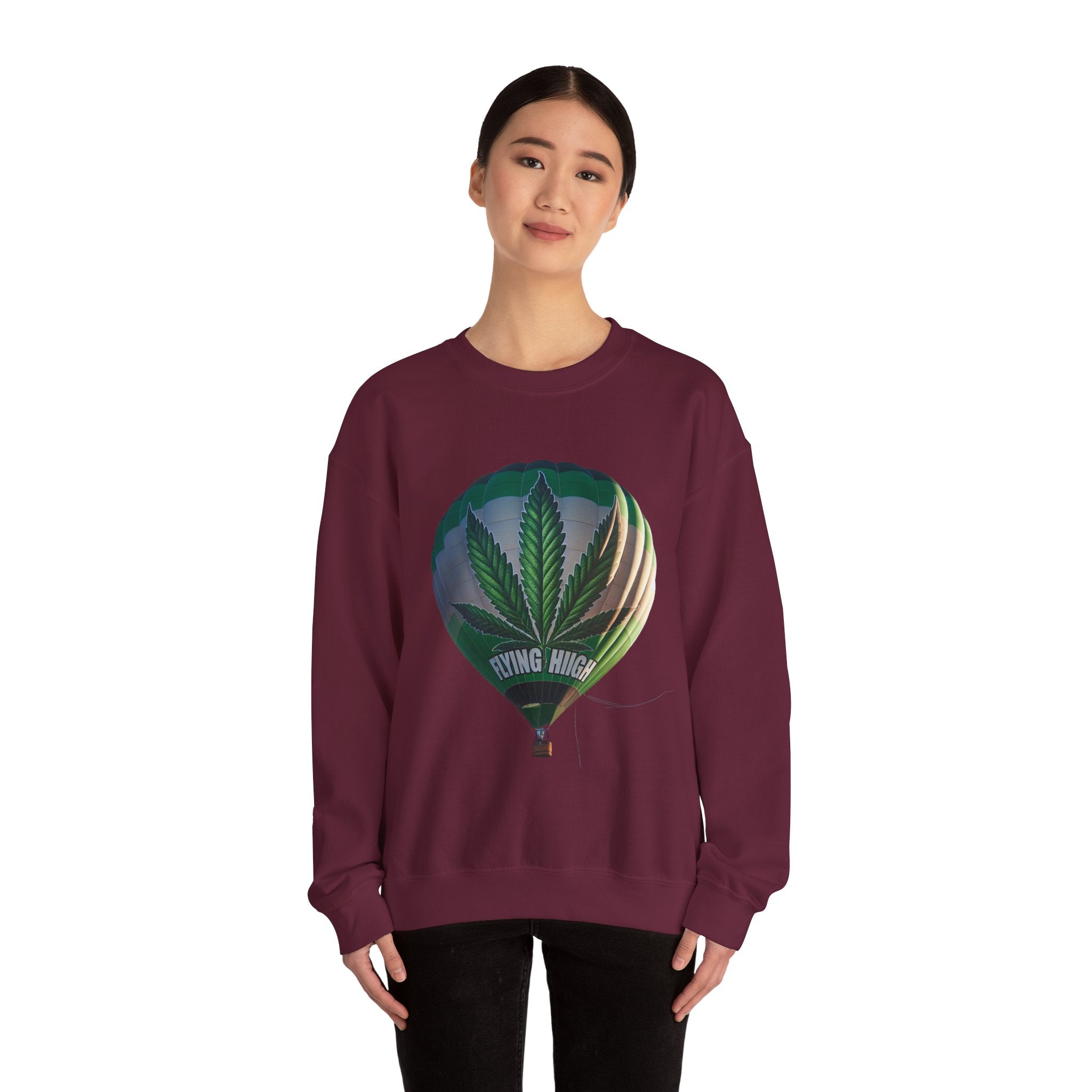 High Flying Crewneck Sweatshirt | Unisex Cannabis Design | Cozy Gift for Smokers | Fall Fashion | Chill Vibes