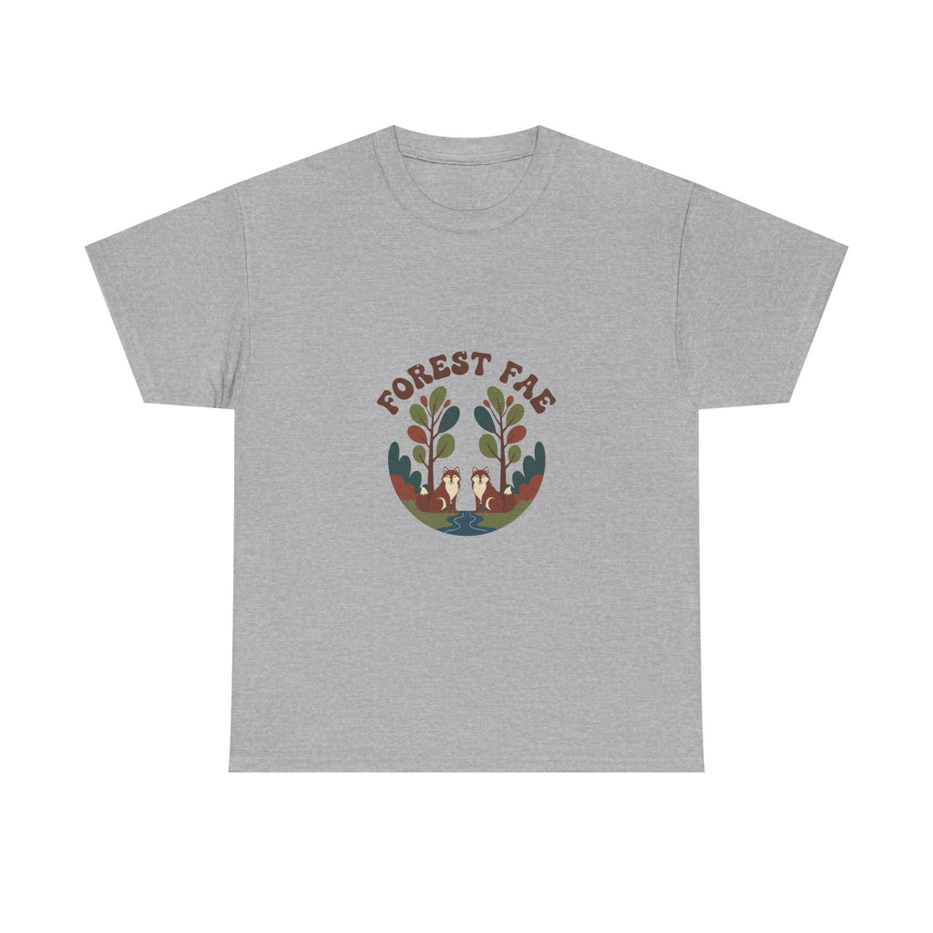 Retro Forest Fae Unisex Heavy Cotton Tee, Boho T-Shirt, Nature Lover Gift, Eco-Friendly Top, Fairy Shirt, Casual Wear