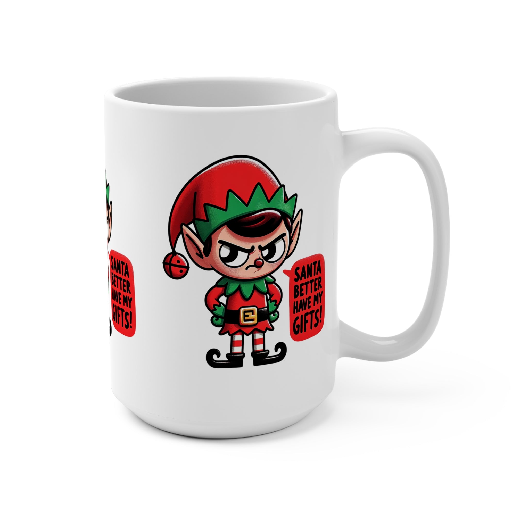 Santa's Gift Grumpy Elf Mug, Funny Holiday Coffee Cup, Christmas Gift for Adults, Unique Ceramic Tea Cup, Festive Kitchen Decor