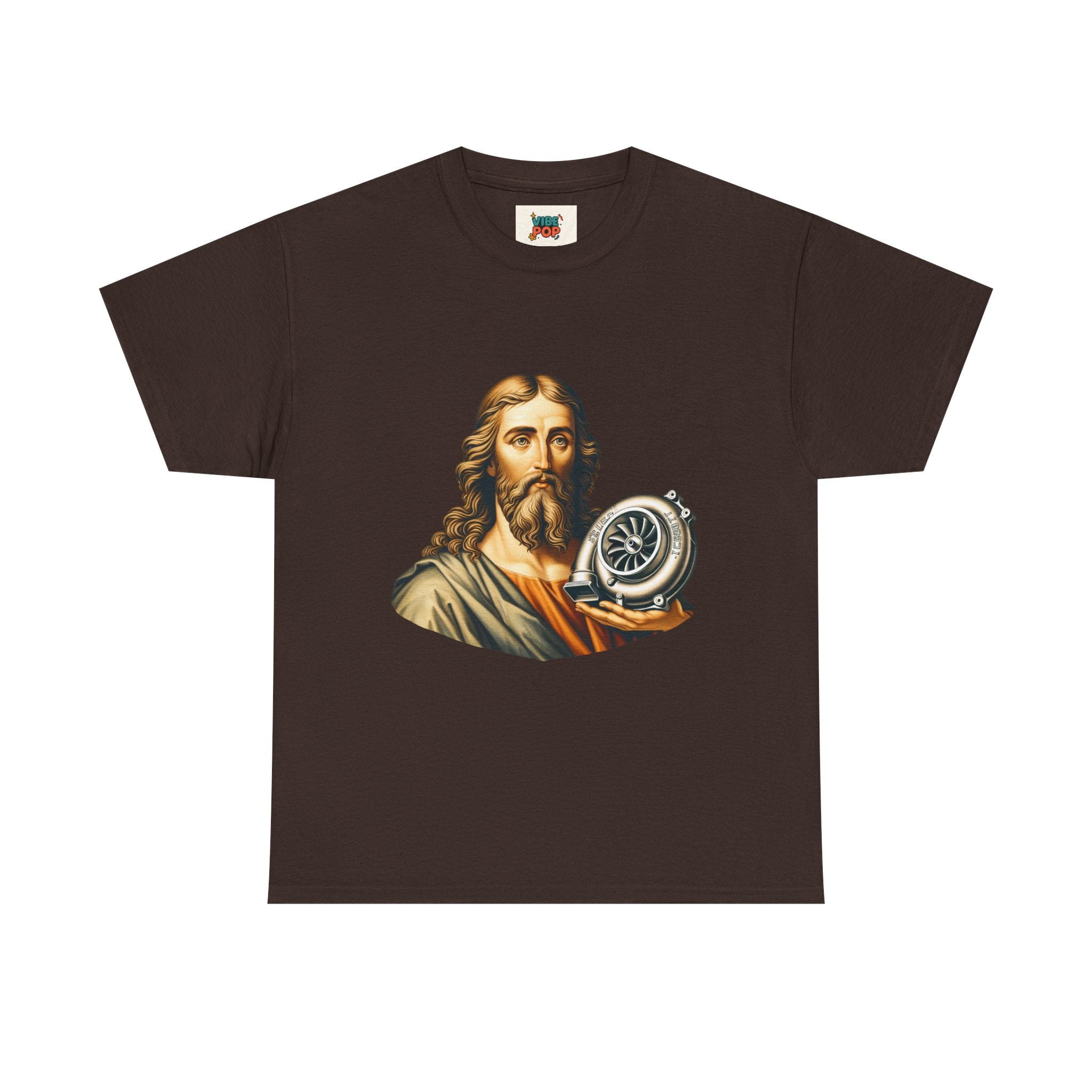 Vintage-Inspired Jesus Turbo Graphic Tee, Unisex Heavy Cotton Tee for Casual Wear, Gifts