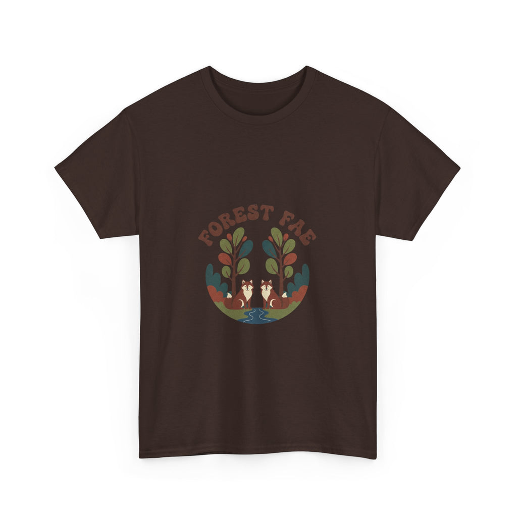Retro Forest Fae Unisex Heavy Cotton Tee, Boho T-Shirt, Nature Lover Gift, Eco-Friendly Top, Fairy Shirt, Casual Wear