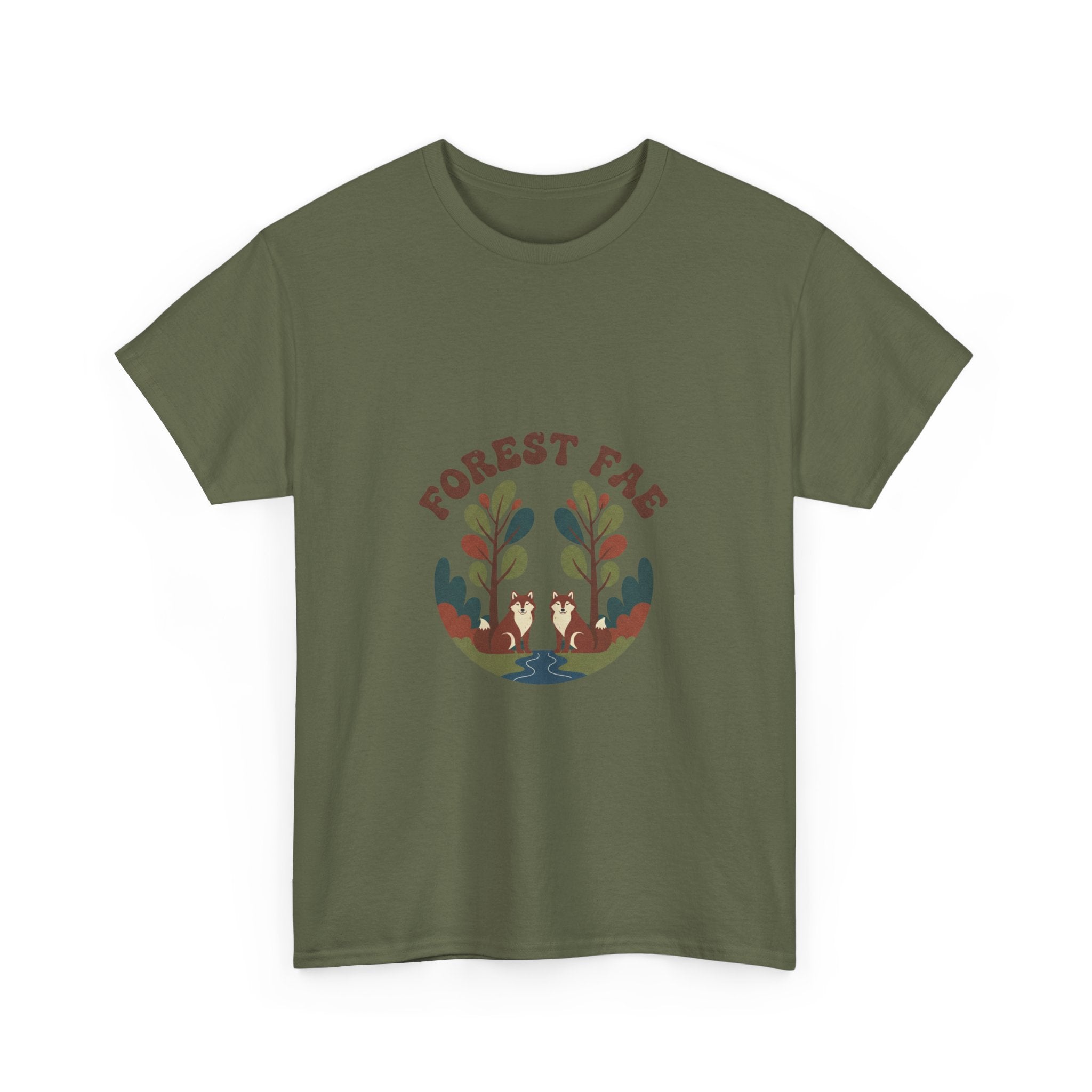 Retro Forest Fae Unisex Heavy Cotton Tee, Boho T-Shirt, Nature Lover Gift, Eco-Friendly Top, Fairy Shirt, Casual Wear
