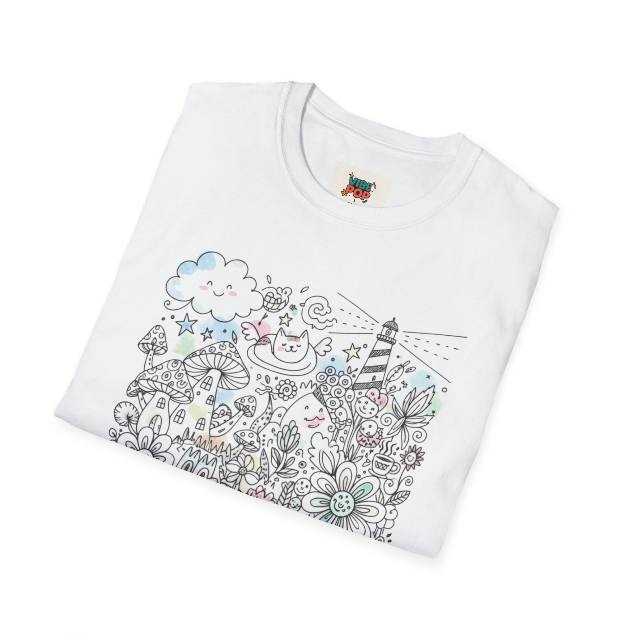 Whimsical Floral Unisex T-Shirt, Cute Graphic Tee for Nature Lovers, Ideal for Summer, Gift for Mom, Birthday Present, Unique Design, Doodle Art Work