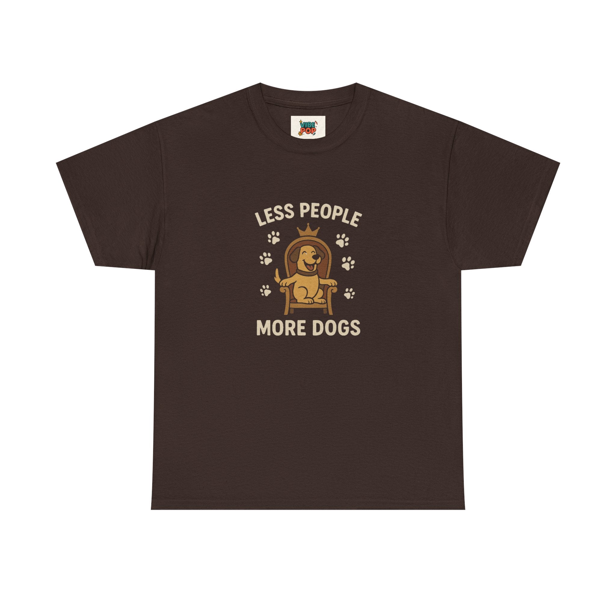 Unisex Heavy Cotton Tee - "Less People More Dogs" Graphic Tee, Dog Lover Gift, Casual T-Shirt, Pet Owner Apparel, Funny Animal Shirt