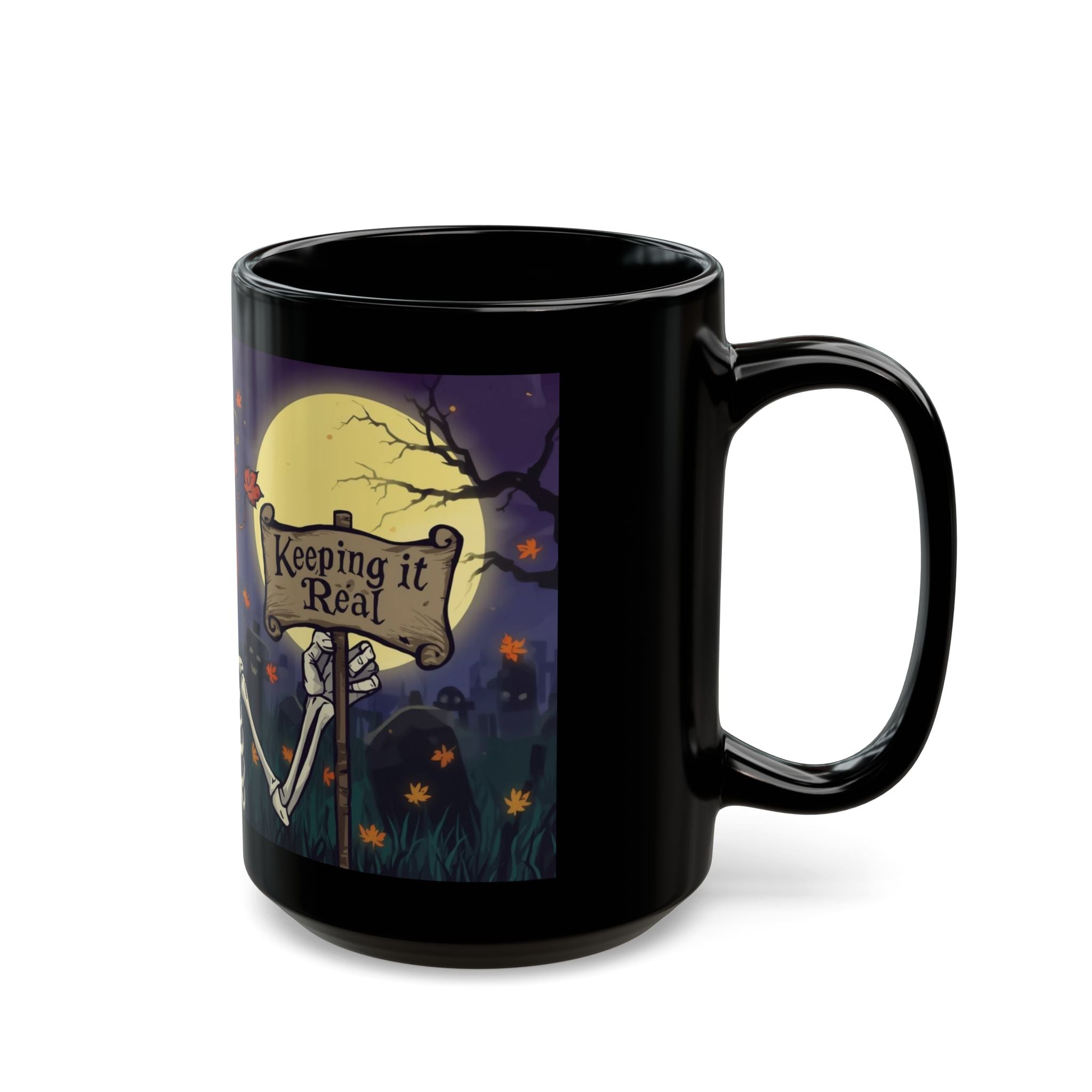 Skeleton Mug: Keeping it Real - Gothic Coffee Cup for Halloween, Spooky Gift, Skeleton Decor, Witchy Vibes, Halloween Celebration