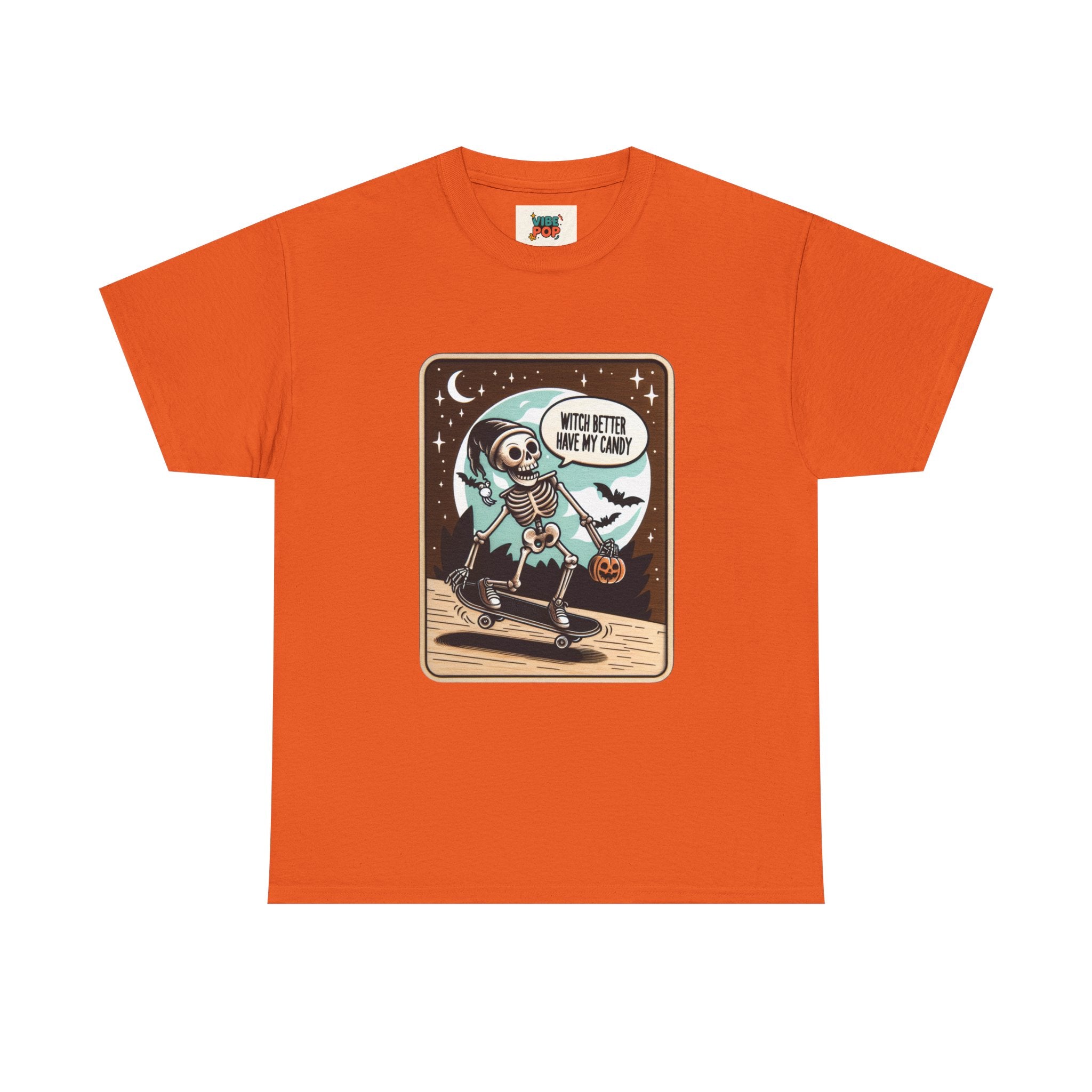Unisex Heavy Cotton Tee Halloween, witch, candy, humor, skeleton