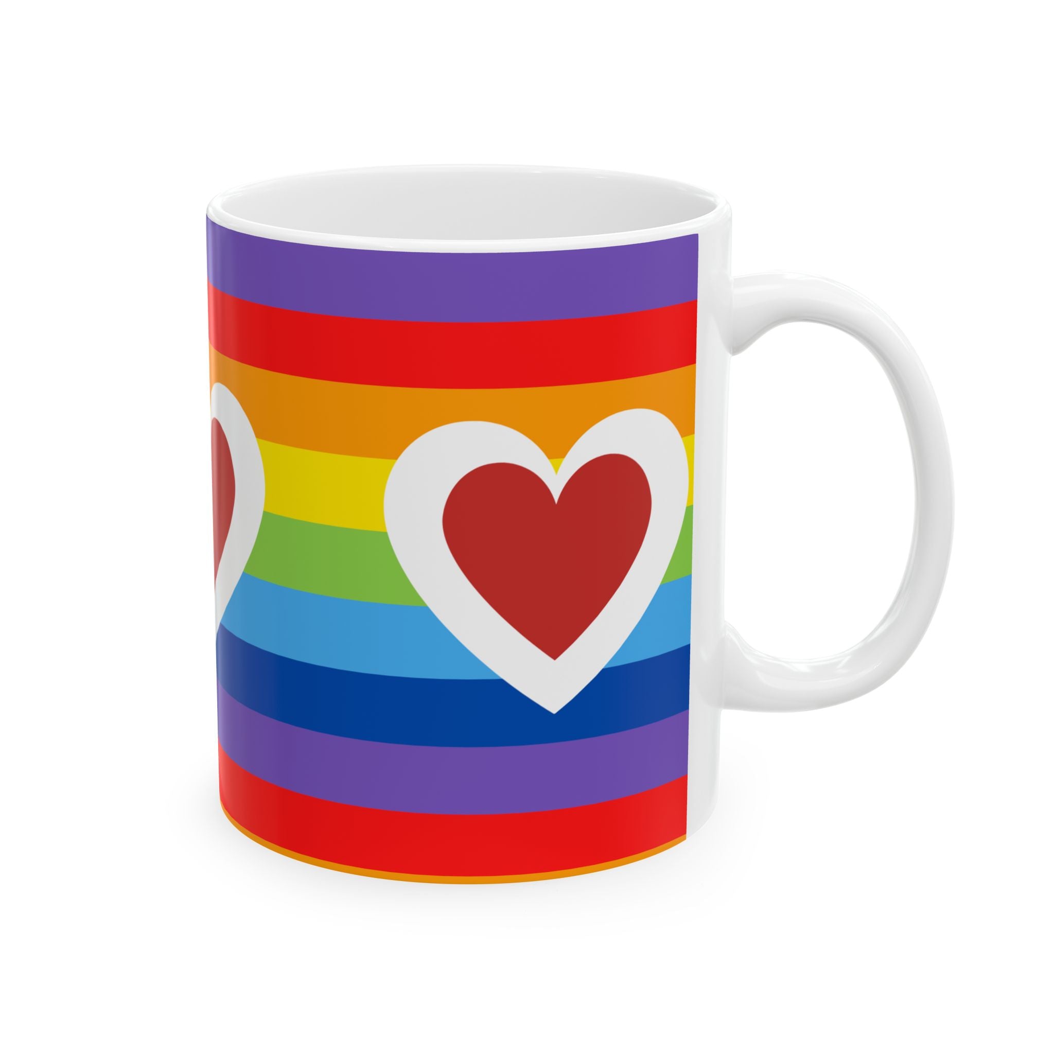 Colorful Rainbow Heart Ceramic Mug - Perfect for Pride Month, Gifts for LGBTQ+ Friends, Coffee Lovers, and Celebrations