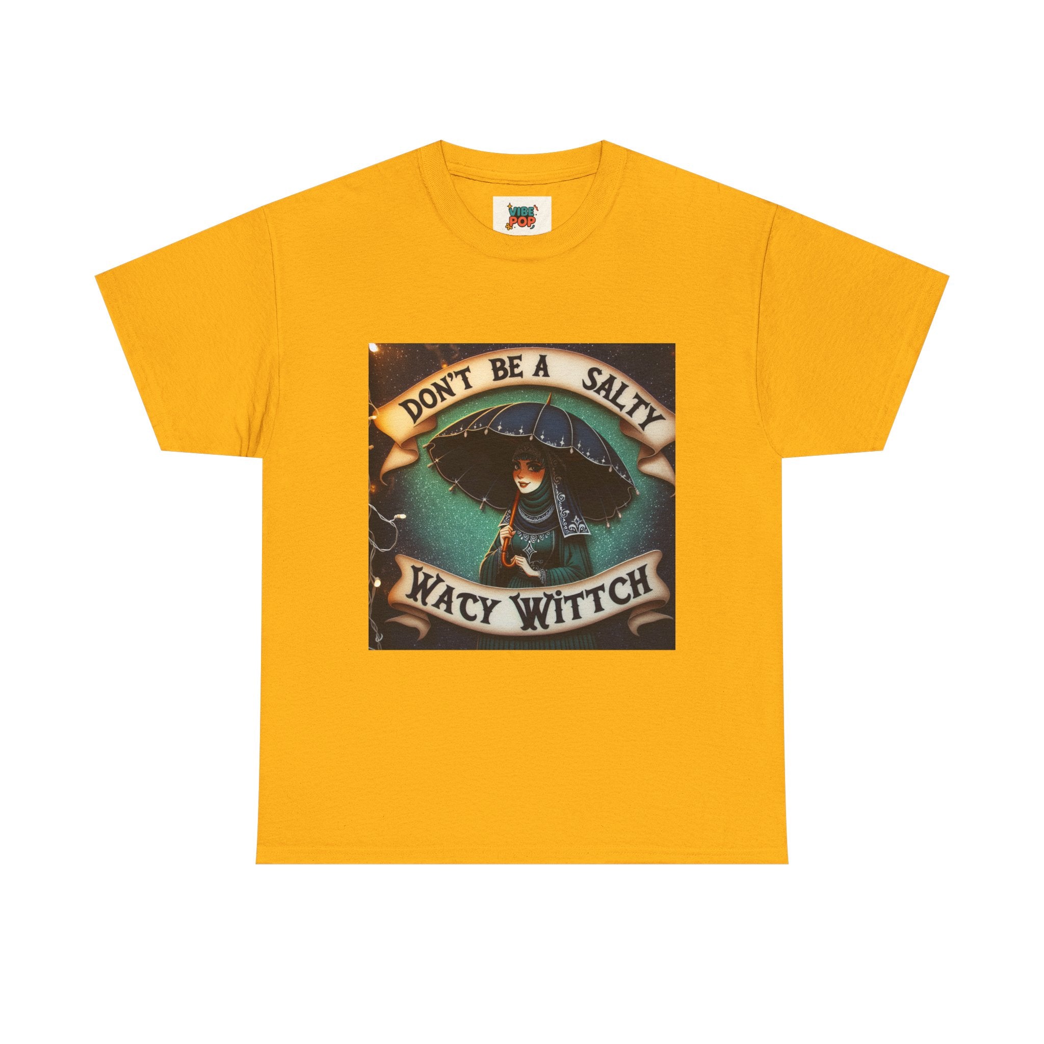 Unisex Heavy Cotton Tee: Salty Witch Graphic Tee, Perfect for Halloween, Gift for Witches, Casual Wear, Witchy Vibes, Statement Tee