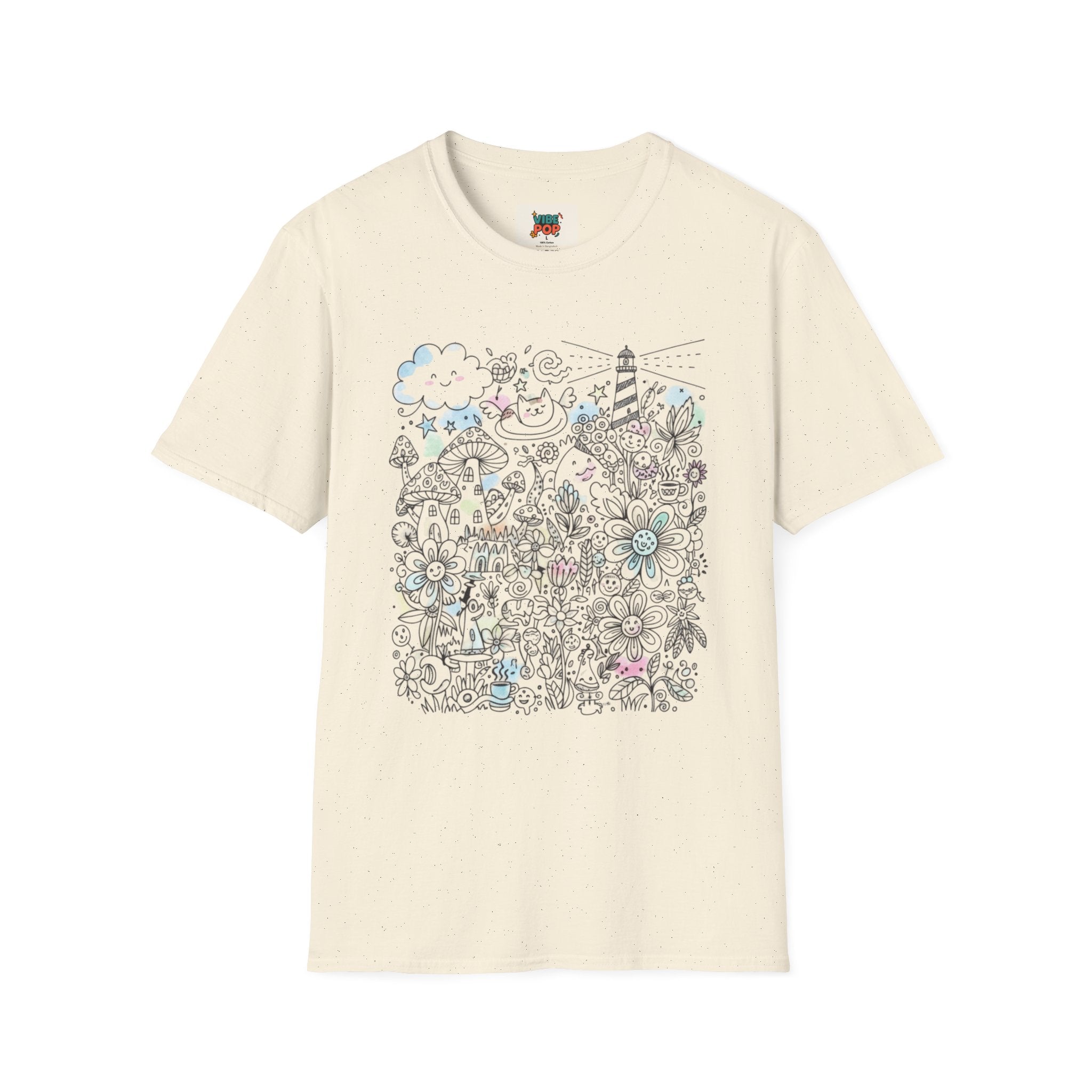 Whimsical Floral Unisex T-Shirt, Cute Graphic Tee for Nature Lovers, Ideal for Summer, Gift for Mom, Birthday Present, Unique Design, Doodle Art Work