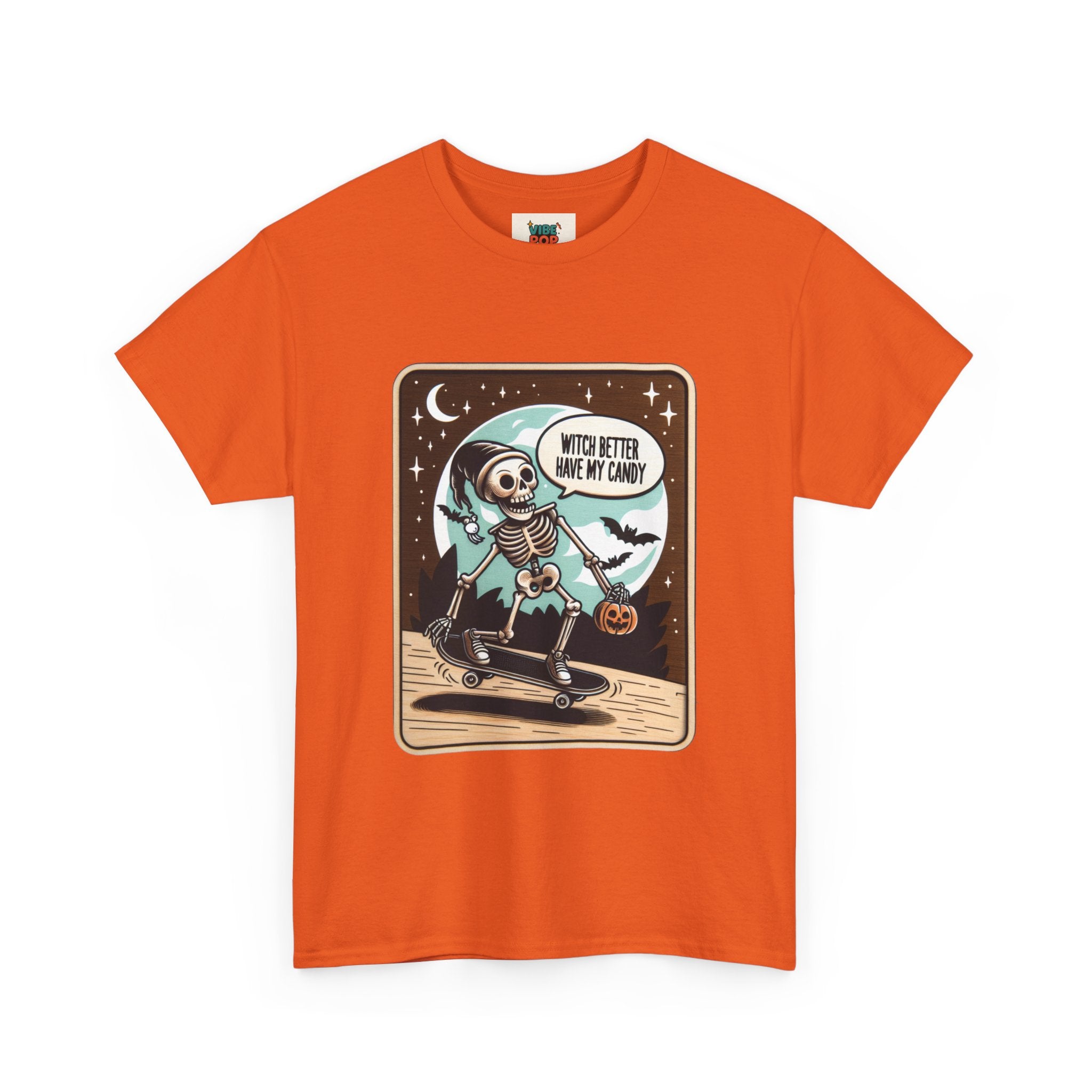 Unisex Heavy Cotton Tee Halloween, witch, candy, humor, skeleton