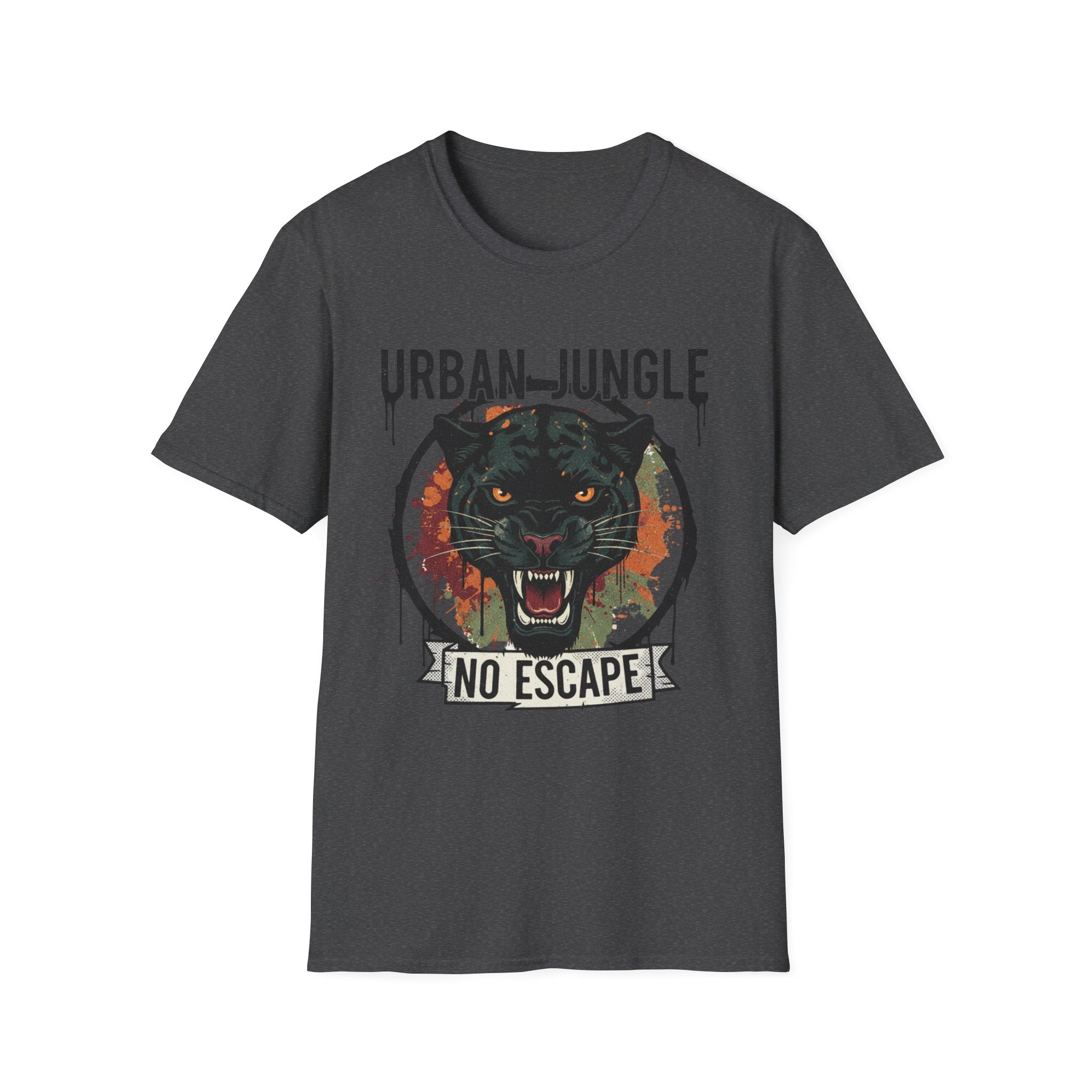 Urban Jungle Panther T-Shirt, Graphic Tee for Nature Lovers, Unisex Softstyle Shirt, Perfect Gift for Adventurers, Streetwear Fashion, Edgy, Raw
