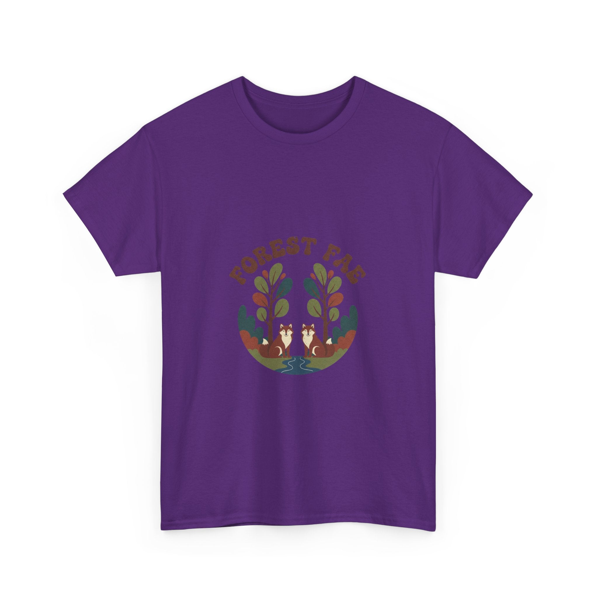 Retro Forest Fae Unisex Heavy Cotton Tee, Boho T-Shirt, Nature Lover Gift, Eco-Friendly Top, Fairy Shirt, Casual Wear