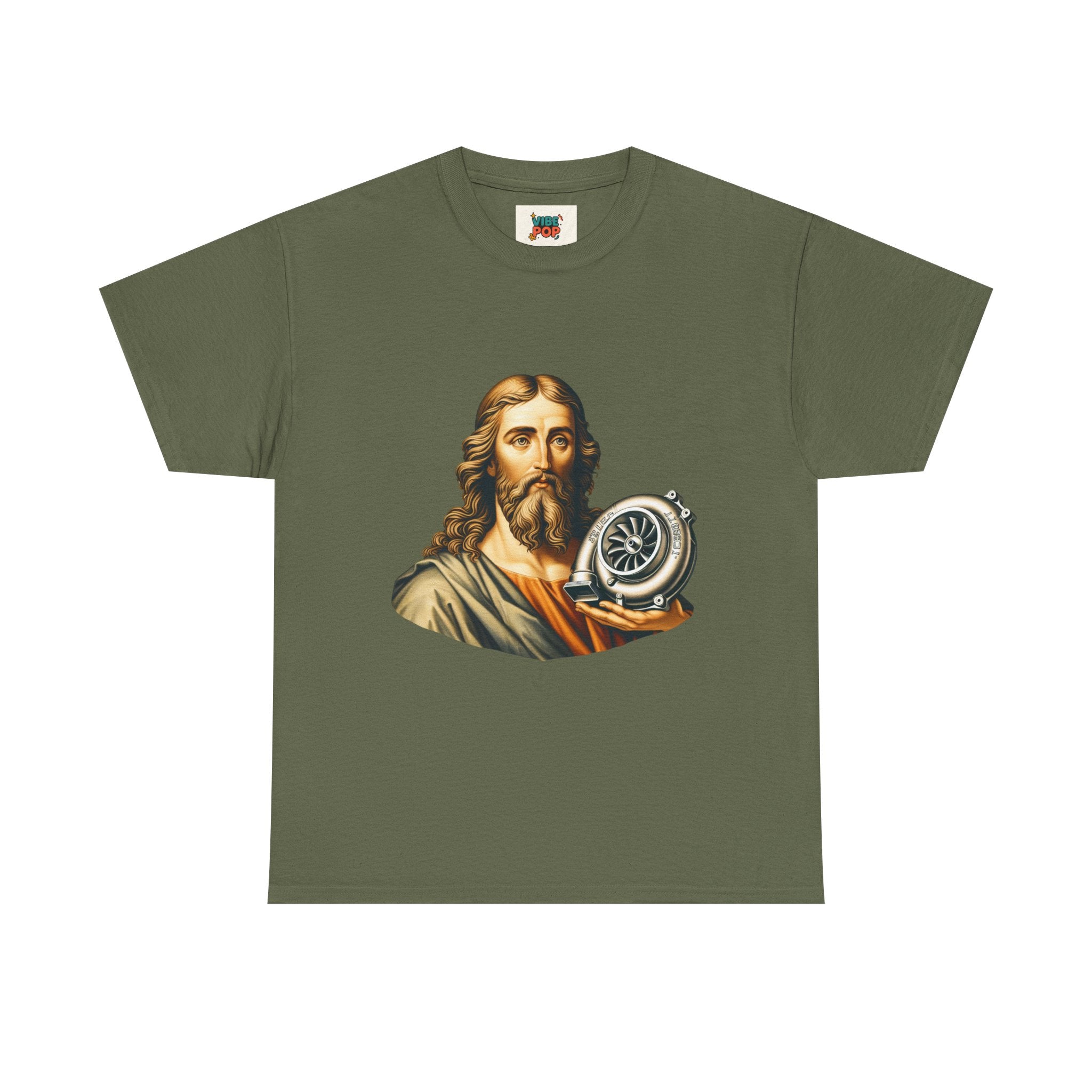 Vintage-Inspired Jesus Turbo Graphic Tee, Unisex Heavy Cotton Tee for Casual Wear, Gifts