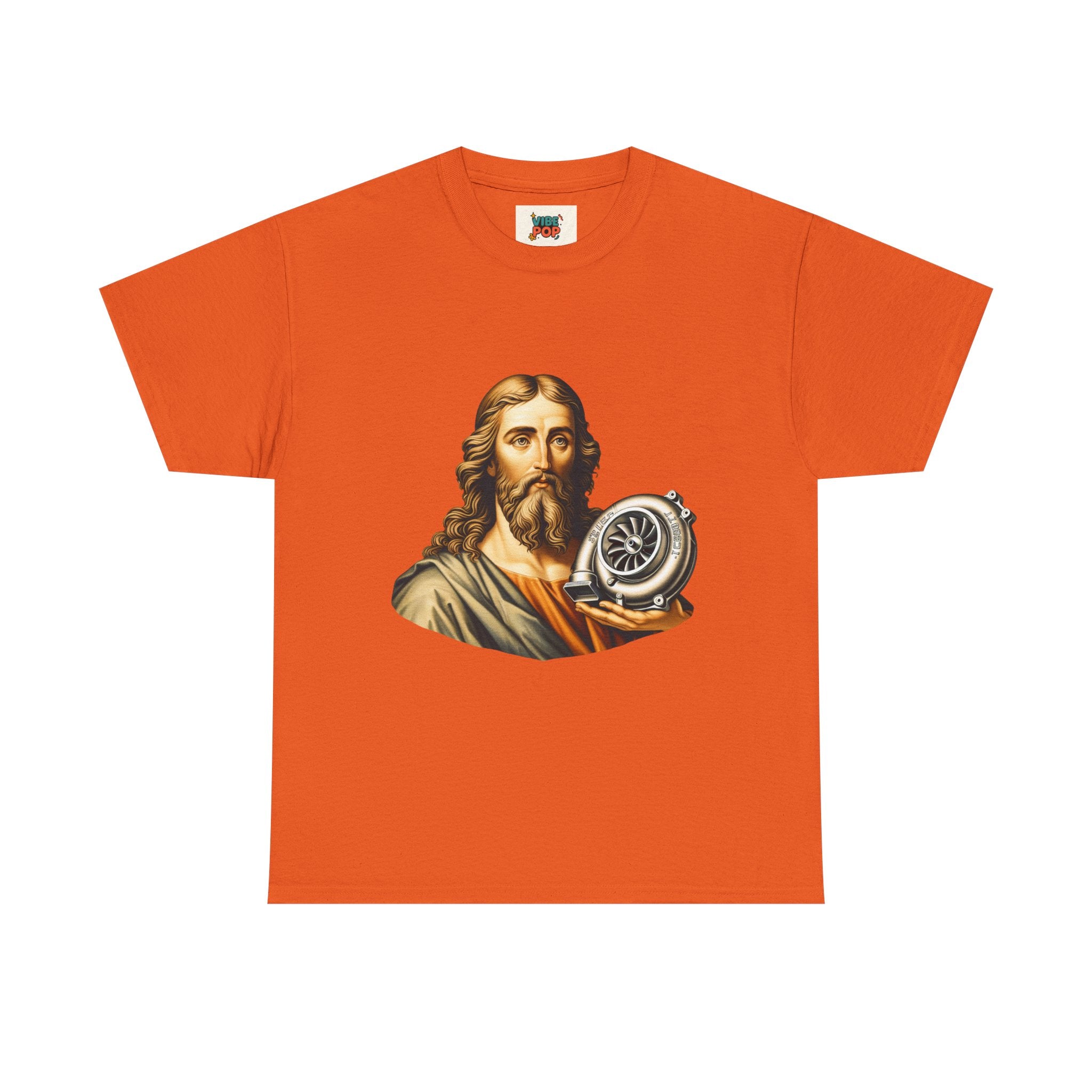 Vintage-Inspired Jesus Turbo Graphic Tee, Unisex Heavy Cotton Tee for Casual Wear, Gifts