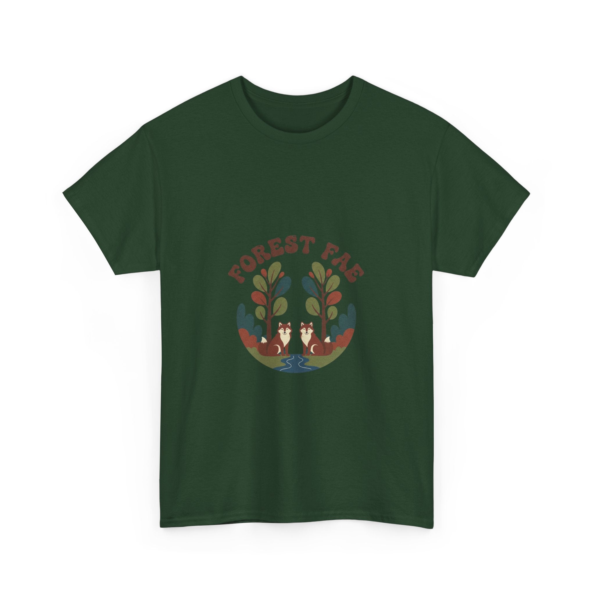 Retro Forest Fae Unisex Heavy Cotton Tee, Boho T-Shirt, Nature Lover Gift, Eco-Friendly Top, Fairy Shirt, Casual Wear
