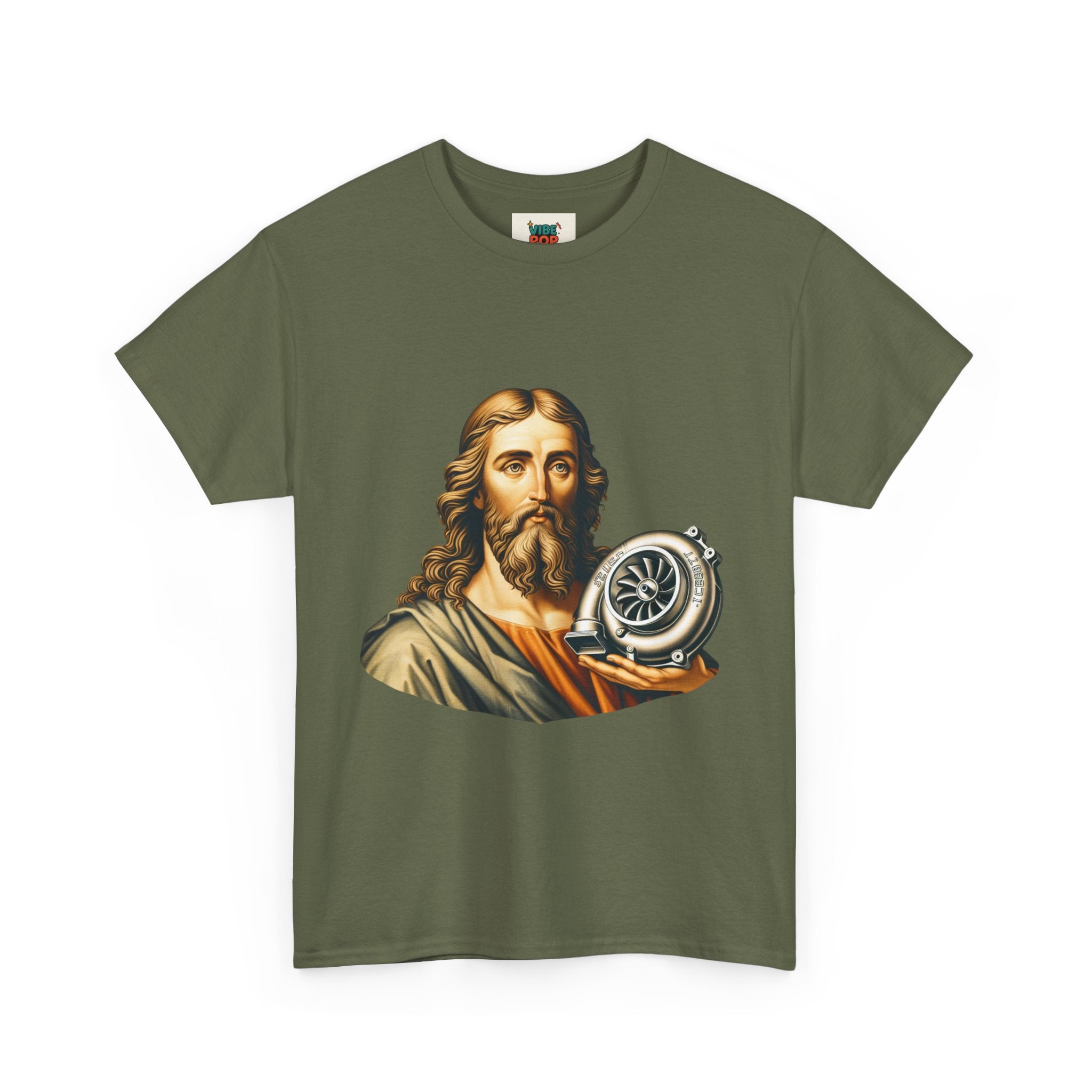 Vintage-Inspired Jesus Turbo Graphic Tee, Unisex Heavy Cotton Tee for Casual Wear, Gifts