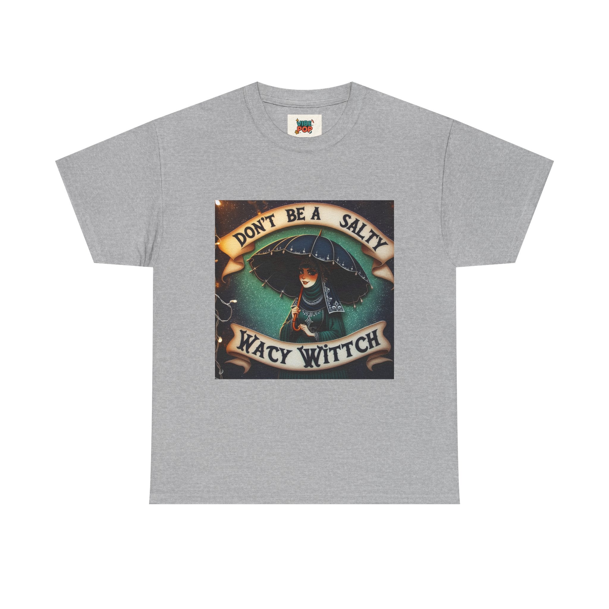Unisex Heavy Cotton Tee: Salty Witch Graphic Tee, Perfect for Halloween, Gift for Witches, Casual Wear, Witchy Vibes, Statement Tee