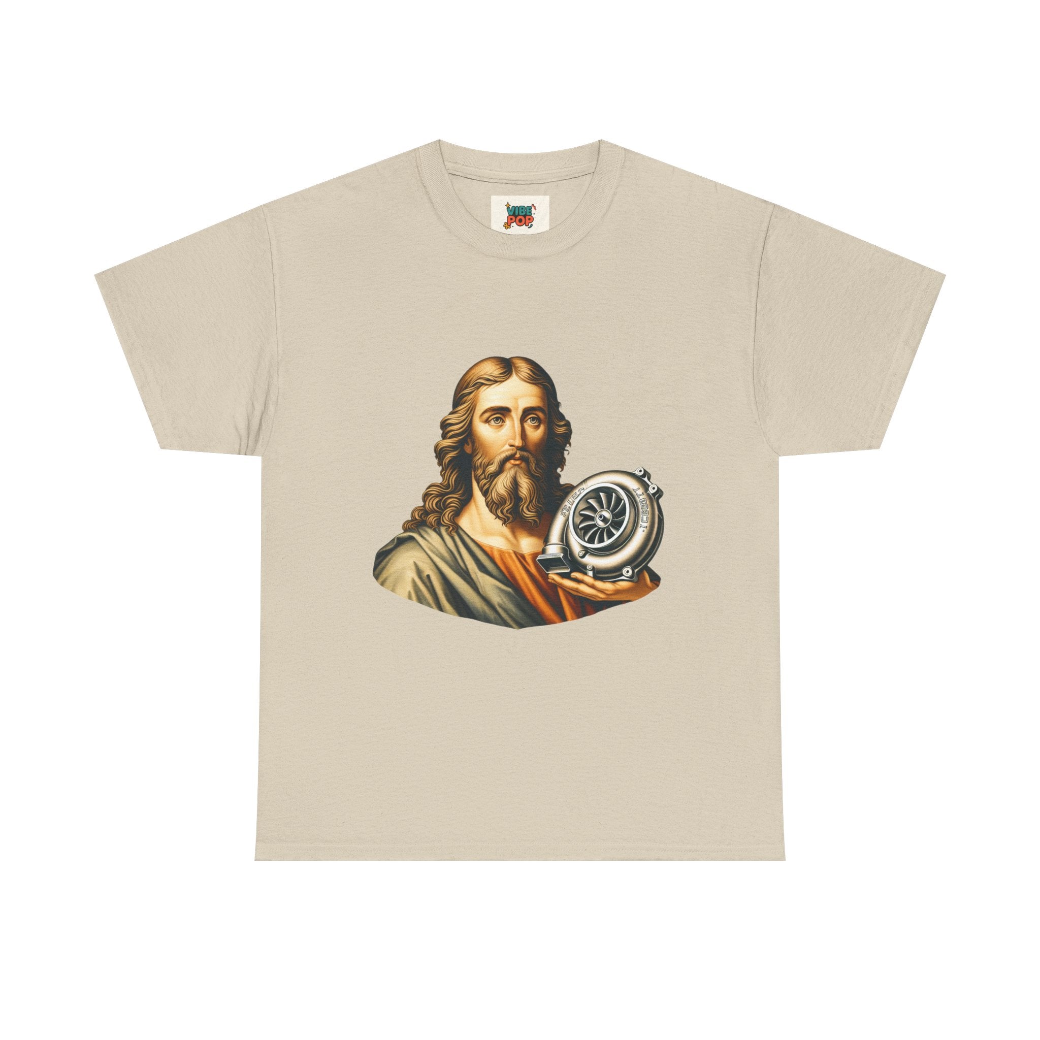 Vintage-Inspired Jesus Turbo Graphic Tee, Unisex Heavy Cotton Tee for Casual Wear, Gifts
