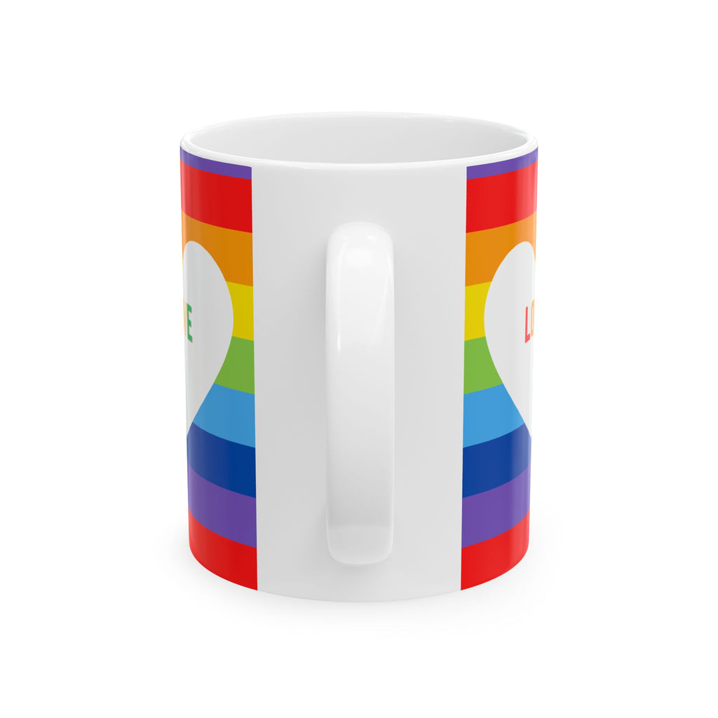 Rainbow Love Ceramic Mug - LGBTQ+ Pride Cup, Coffee Mug, Gift for Friends, Tea Mug, Colorful Drinkware
