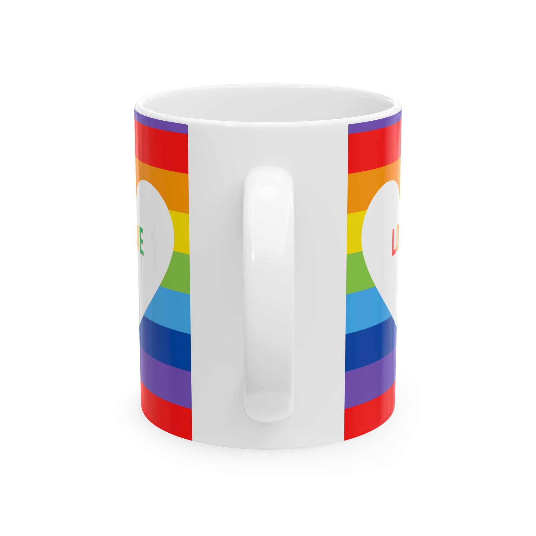 Rainbow Love Ceramic Mug - LGBTQ+ Pride Cup, Coffee Mug, Gift for Friends, Tea Mug, Colorful Drinkware