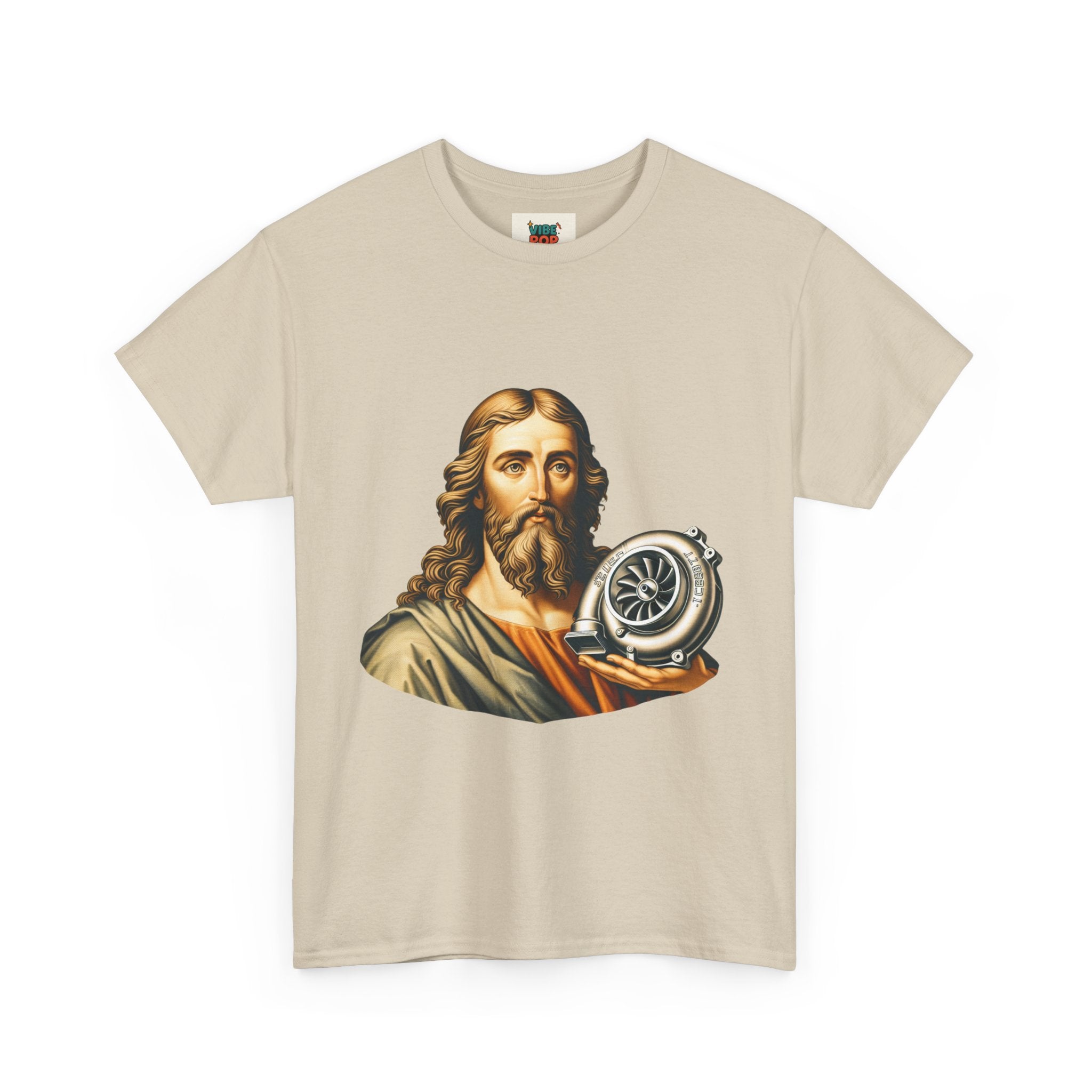 Vintage-Inspired Jesus Turbo Graphic Tee, Unisex Heavy Cotton Tee for Casual Wear, Gifts
