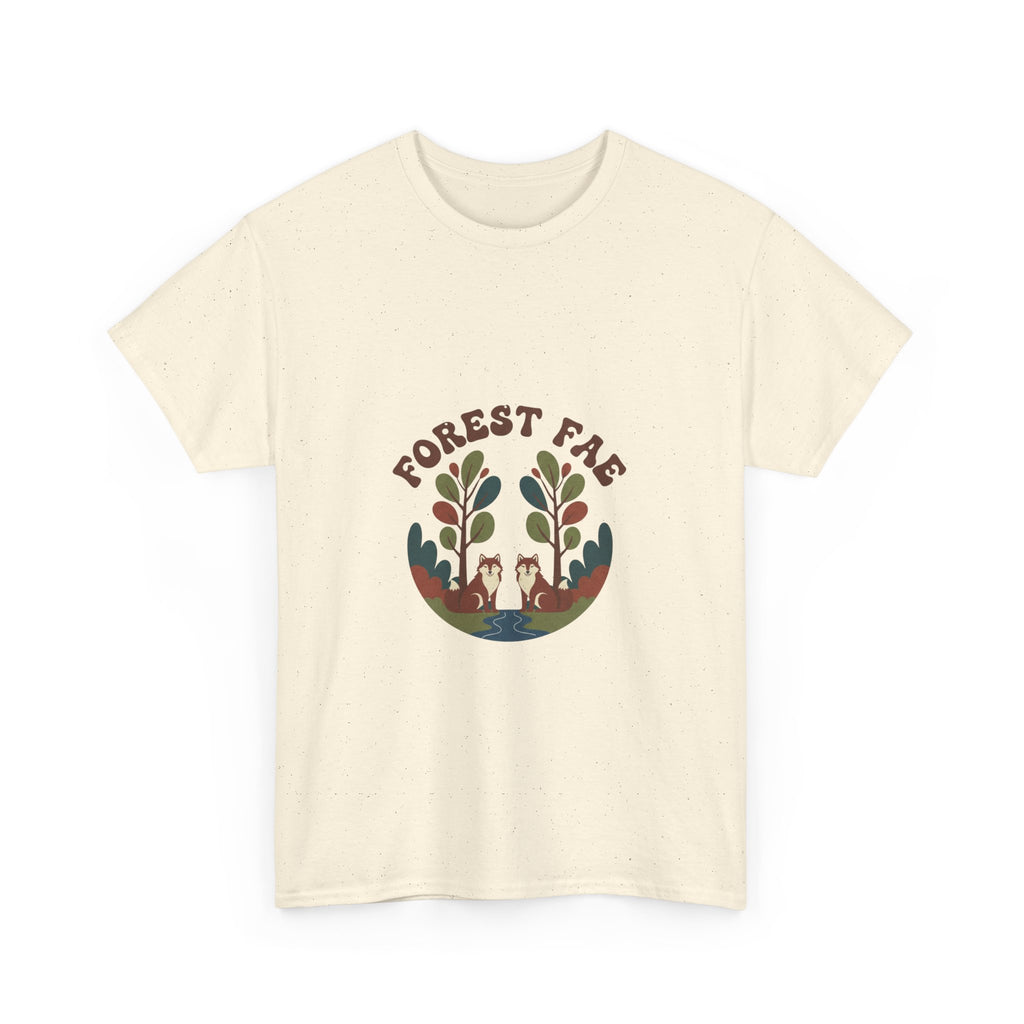 Retro Forest Fae Unisex Heavy Cotton Tee, Boho T-Shirt, Nature Lover Gift, Eco-Friendly Top, Fairy Shirt, Casual Wear