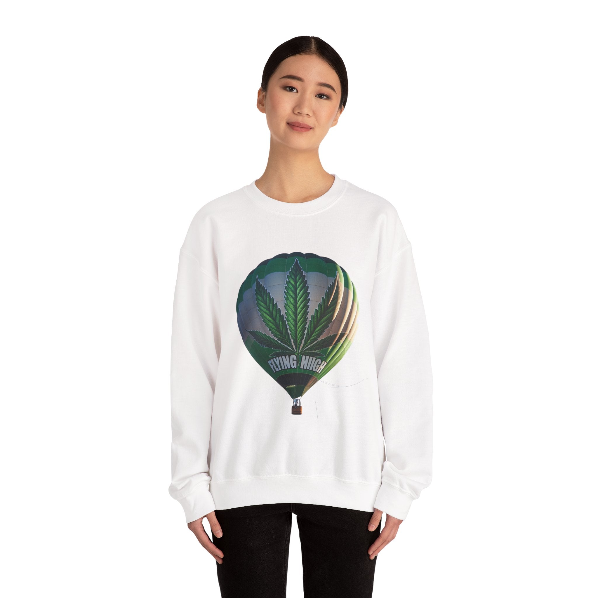 High Flying Crewneck Sweatshirt | Unisex Cannabis Design | Cozy Gift for Smokers | Fall Fashion | Chill Vibes