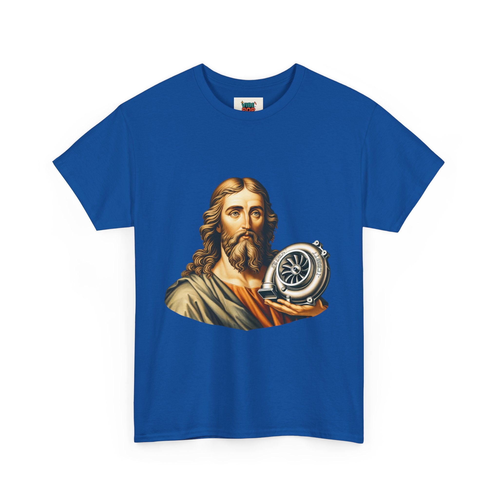 Vintage-Inspired Jesus Turbo Graphic Tee, Unisex Heavy Cotton Tee for Casual Wear, Gifts