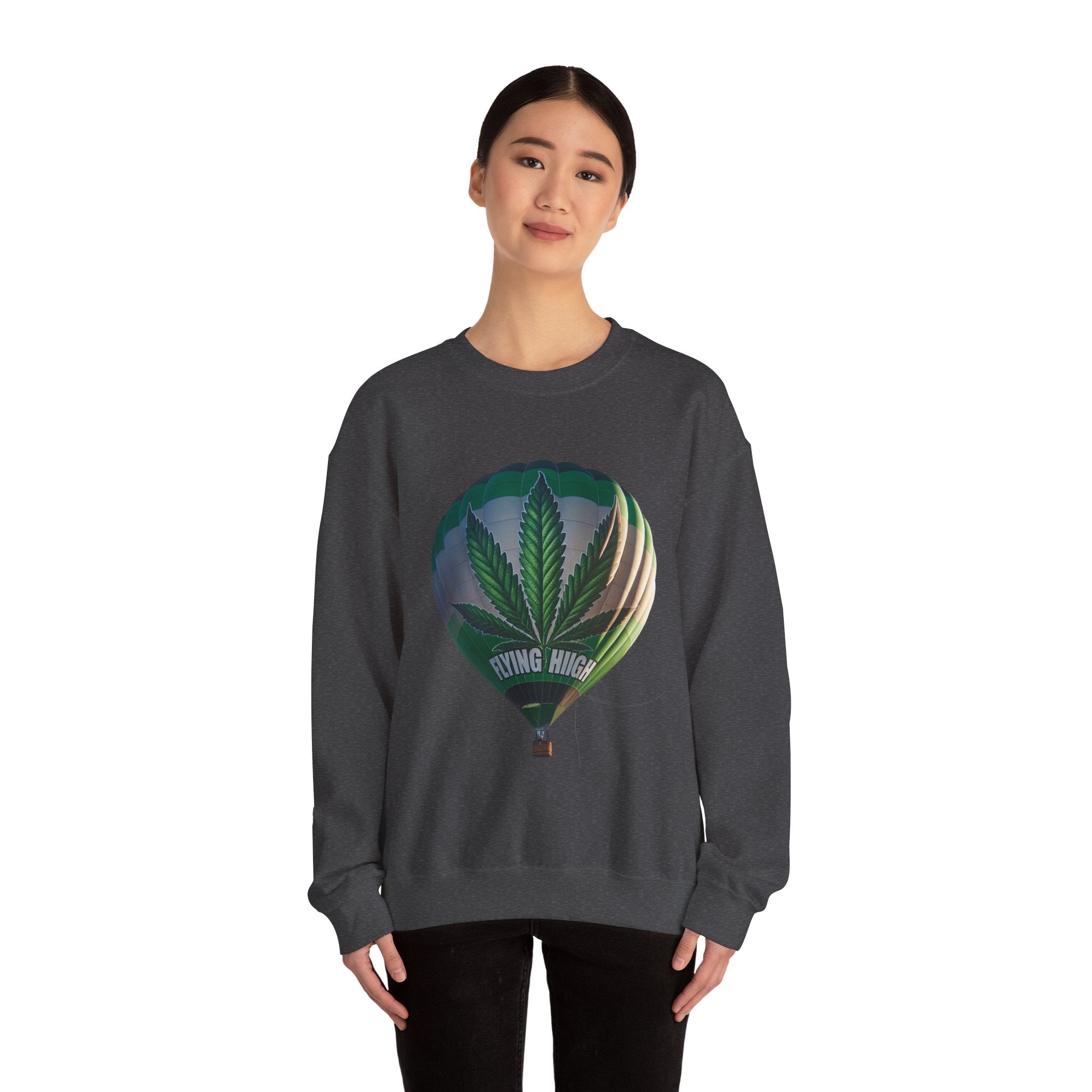 High Flying Crewneck Sweatshirt | Unisex Cannabis Design | Cozy Gift for Smokers | Fall Fashion | Chill Vibes