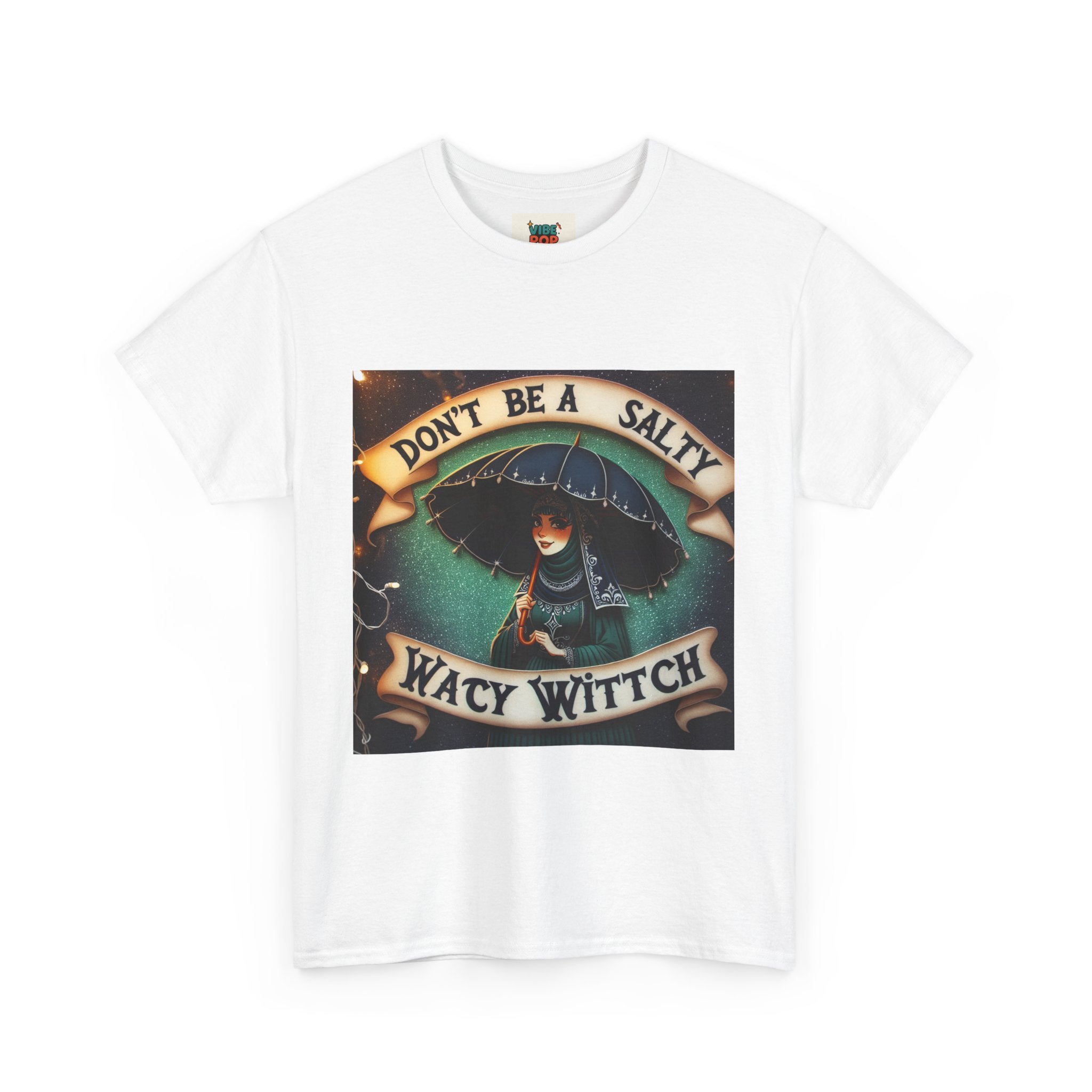 Unisex Heavy Cotton Tee: Salty Witch Graphic Tee, Perfect for Halloween, Gift for Witches, Casual Wear, Witchy Vibes, Statement Tee