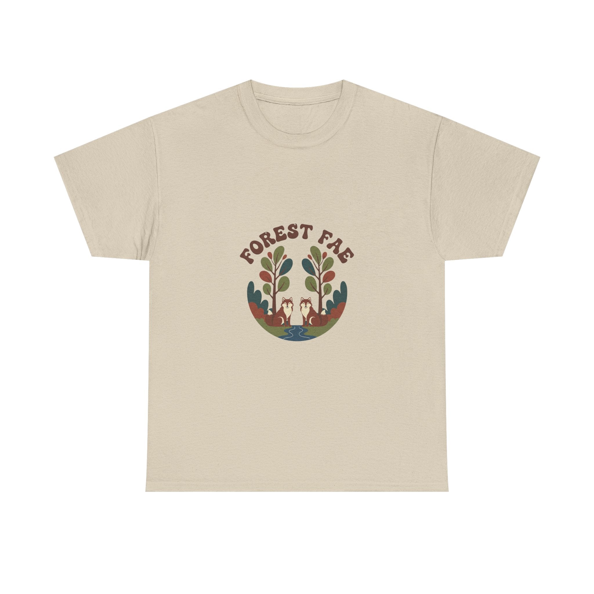 Retro Forest Fae Unisex Heavy Cotton Tee, Boho T-Shirt, Nature Lover Gift, Eco-Friendly Top, Fairy Shirt, Casual Wear