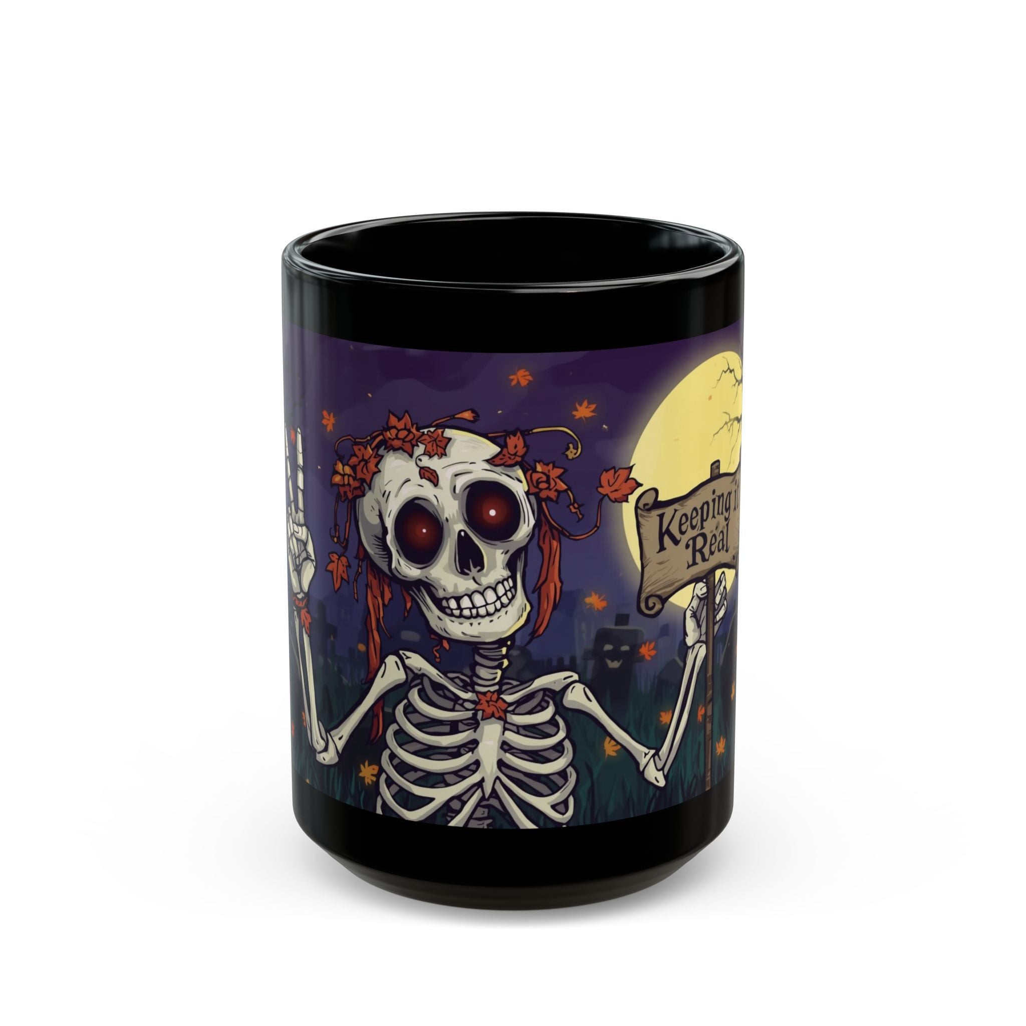 Skeleton Mug: Keeping it Real - Gothic Coffee Cup for Halloween, Spooky Gift, Skeleton Decor, Witchy Vibes, Halloween Celebration