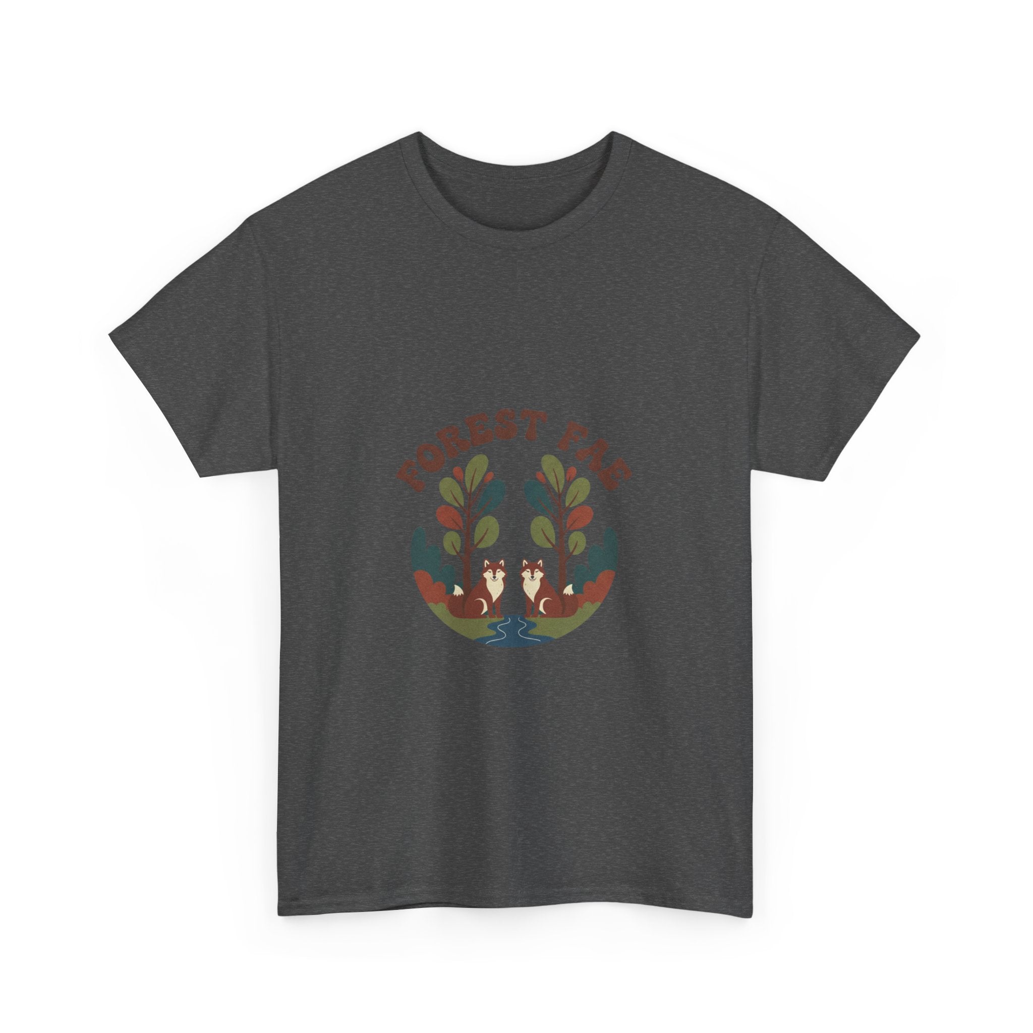Retro Forest Fae Unisex Heavy Cotton Tee, Boho T-Shirt, Nature Lover Gift, Eco-Friendly Top, Fairy Shirt, Casual Wear