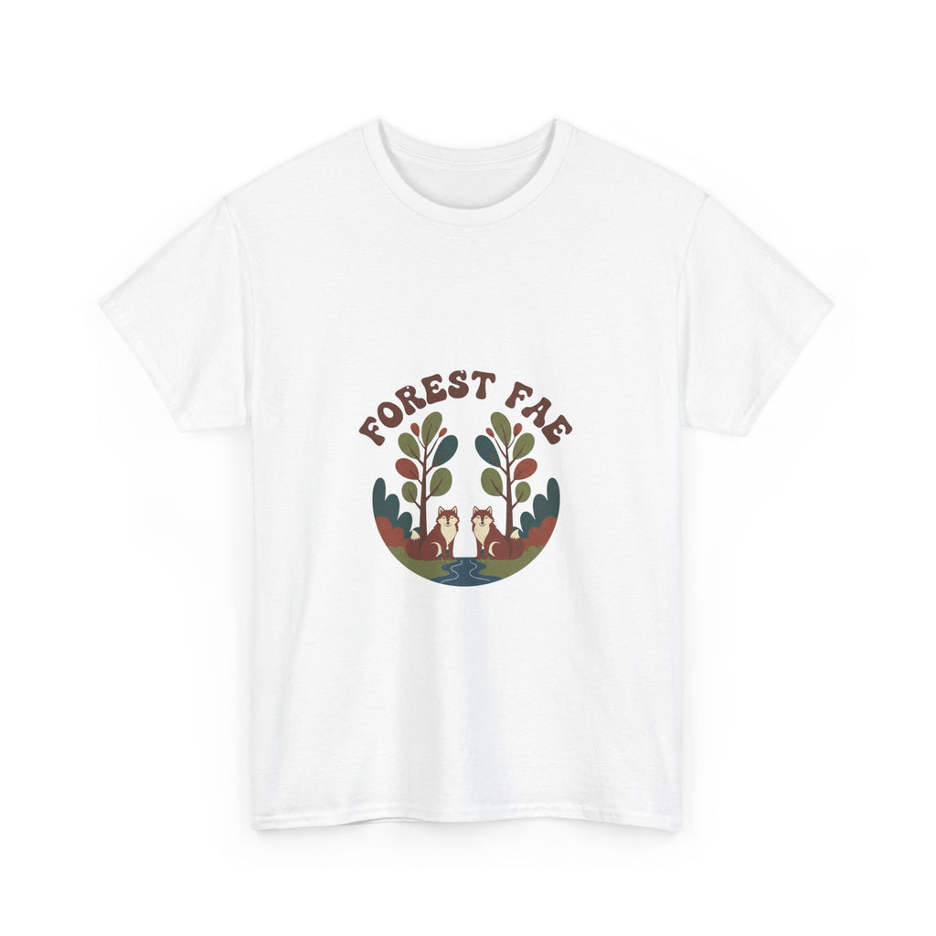 Retro Forest Fae Unisex Heavy Cotton Tee, Boho T-Shirt, Nature Lover Gift, Eco-Friendly Top, Fairy Shirt, Casual Wear