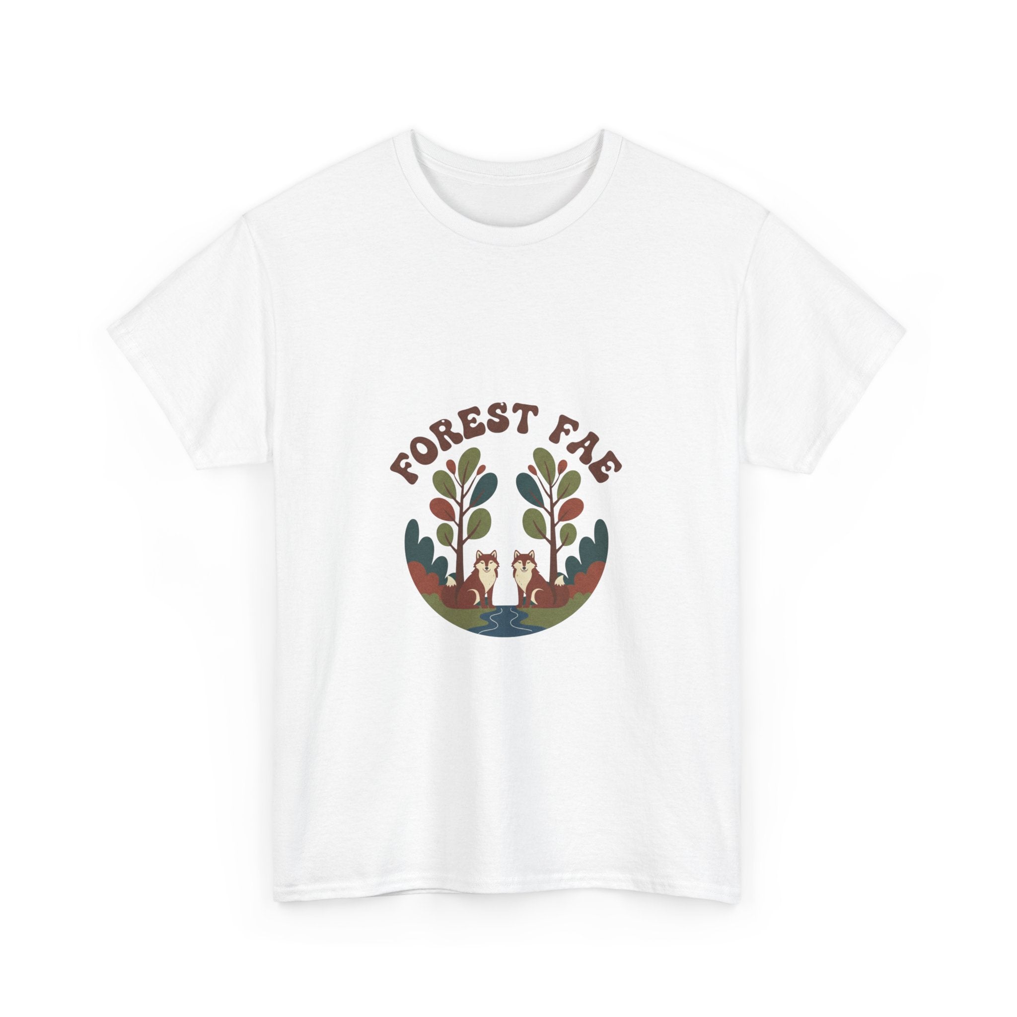 Retro Forest Fae Unisex Heavy Cotton Tee, Boho T-Shirt, Nature Lover Gift, Eco-Friendly Top, Fairy Shirt, Casual Wear