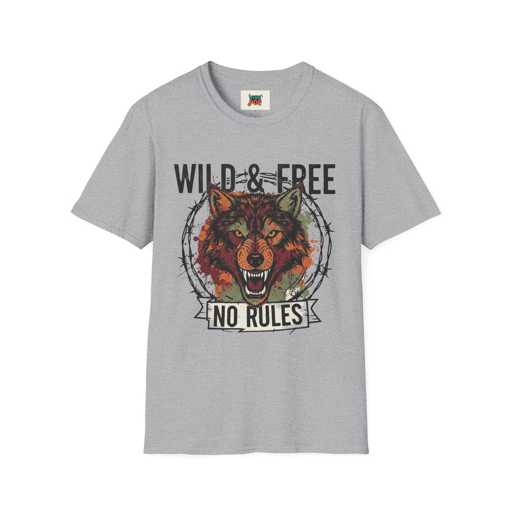 Wild & Free Wolf Unisex Soft style T-Shirt, Bohemian Tee, Adventure Shirt, Gift for Nature Lovers, Casual Wear, Wild Animal Art, Vintage, throwback
