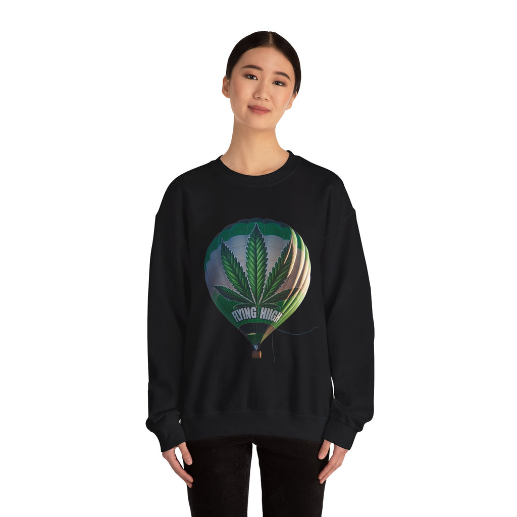 High Flying Crewneck Sweatshirt | Unisex Cannabis Design | Cozy Gift for Smokers | Fall Fashion | Chill Vibes