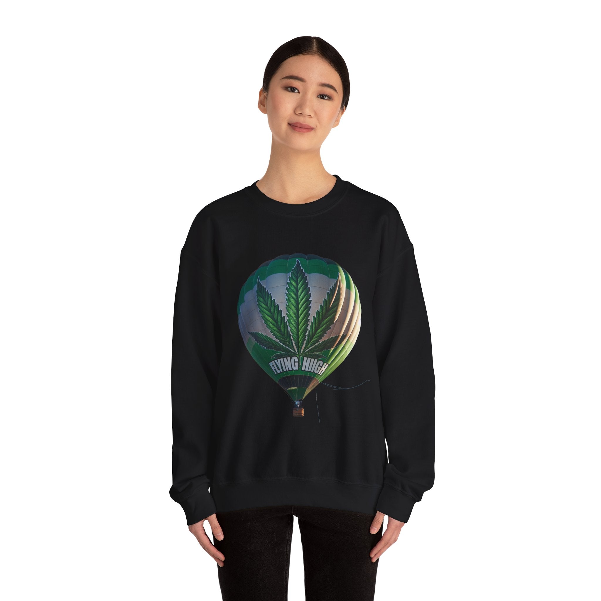 High Flying Crewneck Sweatshirt | Unisex Cannabis Design | Cozy Gift for Smokers | Fall Fashion | Chill Vibes