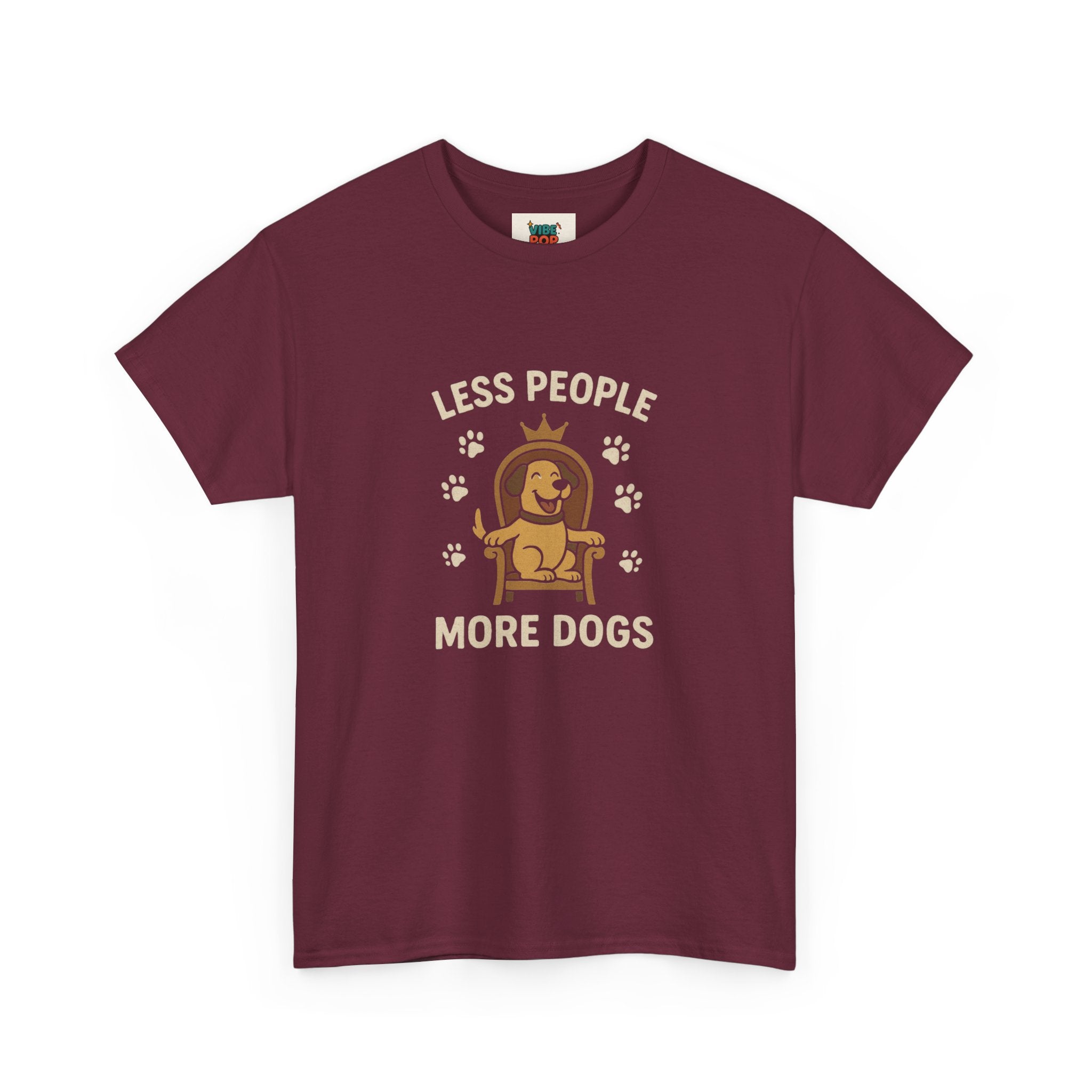 Unisex Heavy Cotton Tee - "Less People More Dogs" Graphic Tee, Dog Lover Gift, Casual T-Shirt, Pet Owner Apparel, Funny Animal Shirt