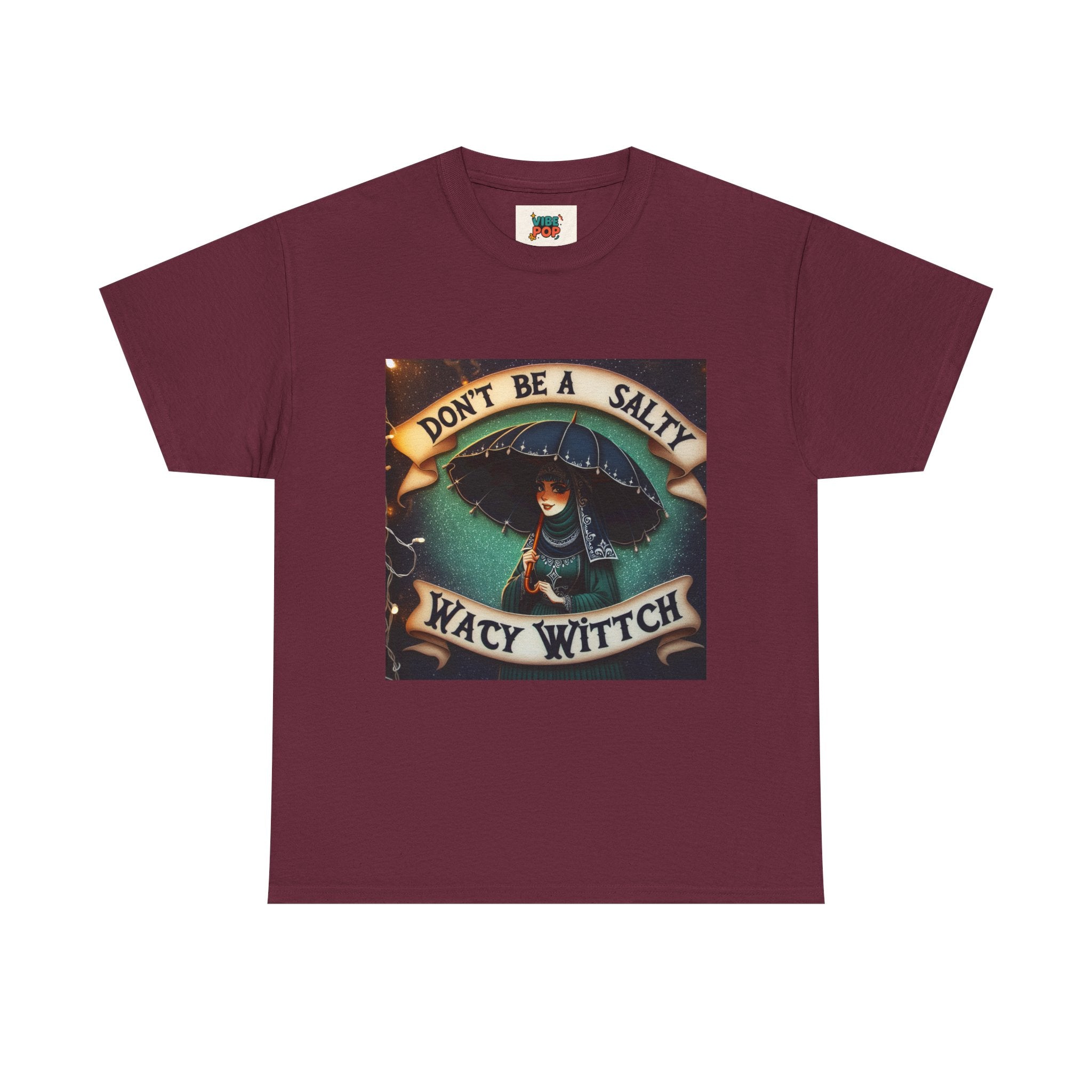 Unisex Heavy Cotton Tee: Salty Witch Graphic Tee, Perfect for Halloween, Gift for Witches, Casual Wear, Witchy Vibes, Statement Tee