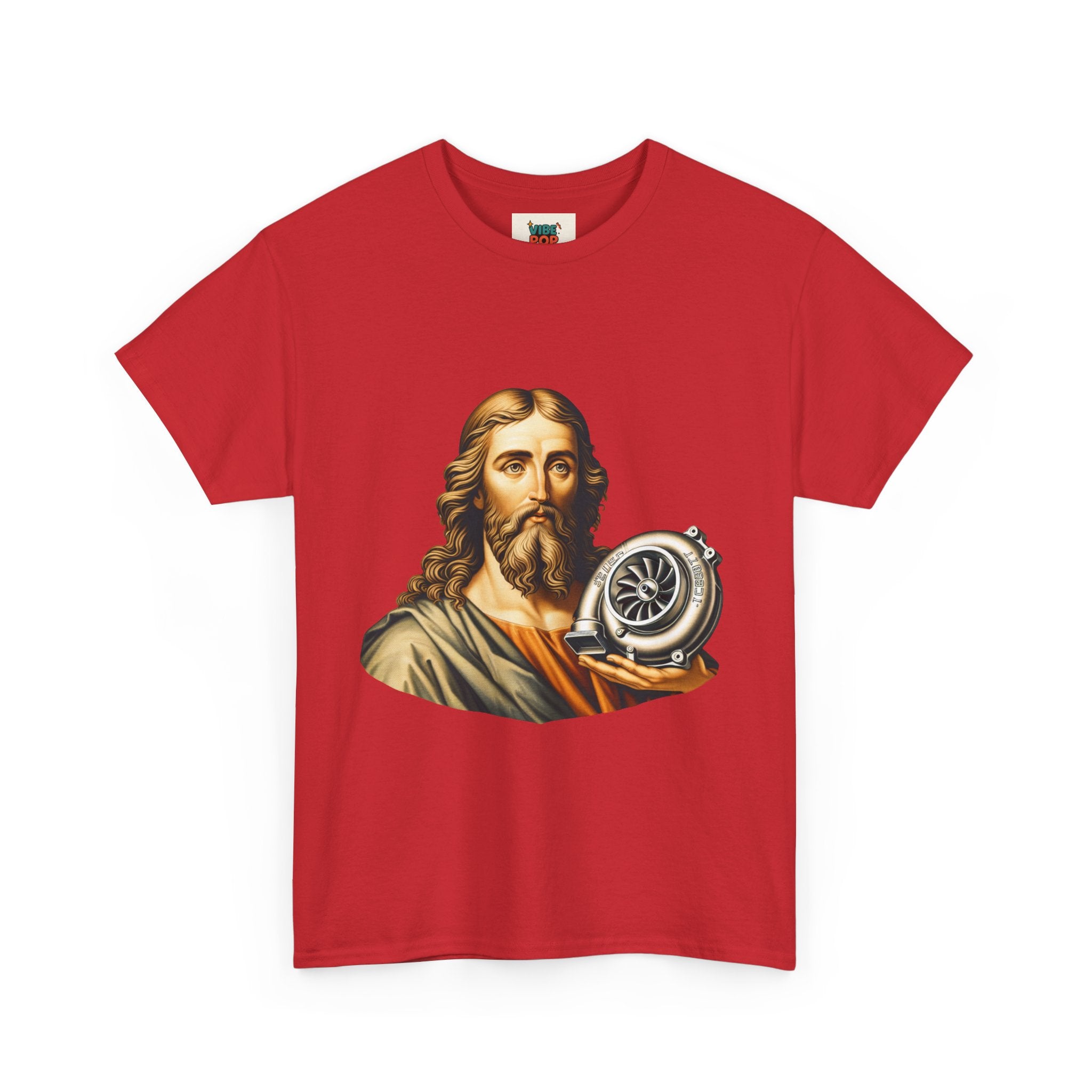 Vintage-Inspired Jesus Turbo Graphic Tee, Unisex Heavy Cotton Tee for Casual Wear, Gifts