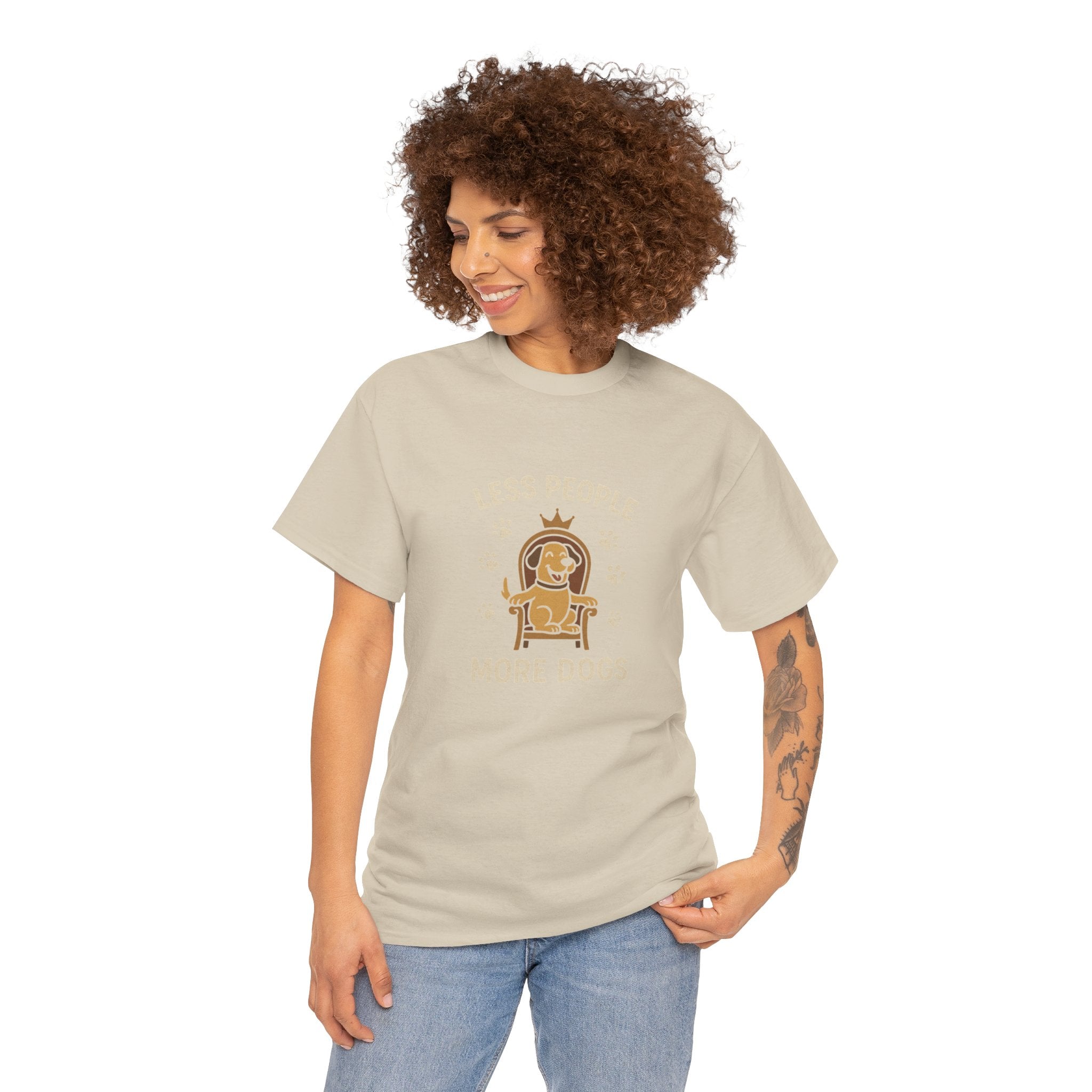 Unisex Heavy Cotton Tee - "Less People More Dogs" Graphic Tee, Dog Lover Gift, Casual T-Shirt, Pet Owner Apparel, Funny Animal Shirt